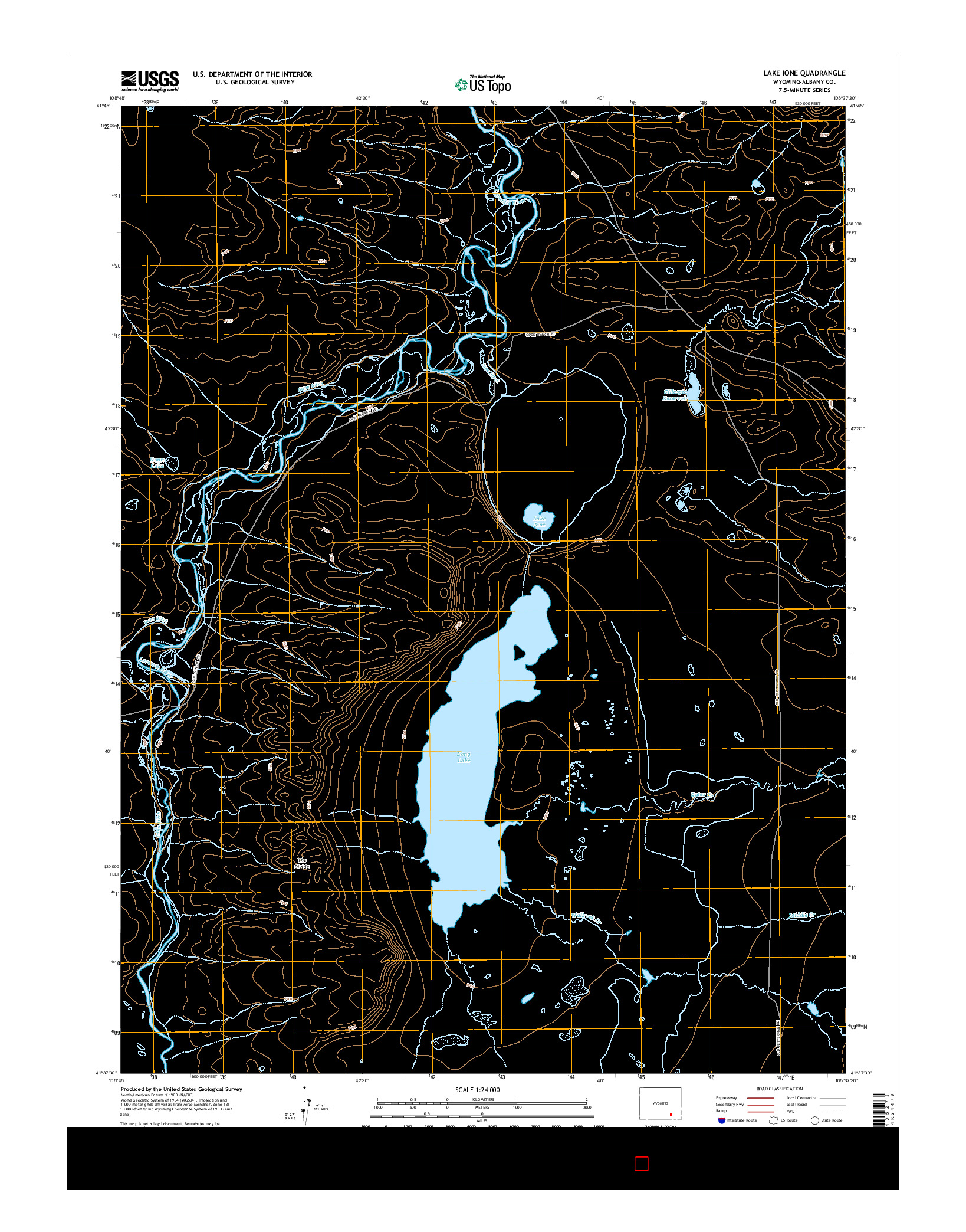 USGS US TOPO 7.5-MINUTE MAP FOR LAKE IONE, WY 2015