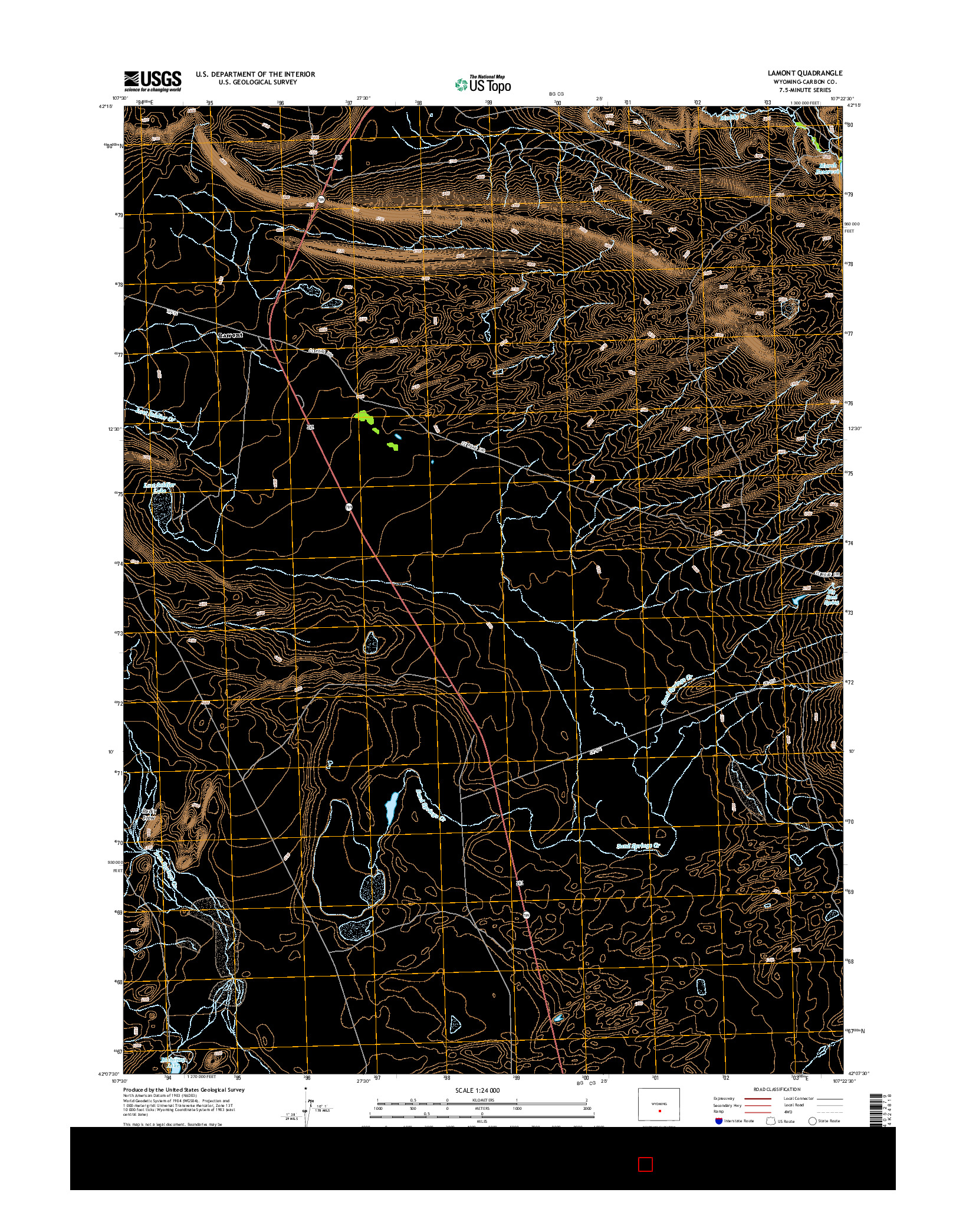 USGS US TOPO 7.5-MINUTE MAP FOR LAMONT, WY 2015