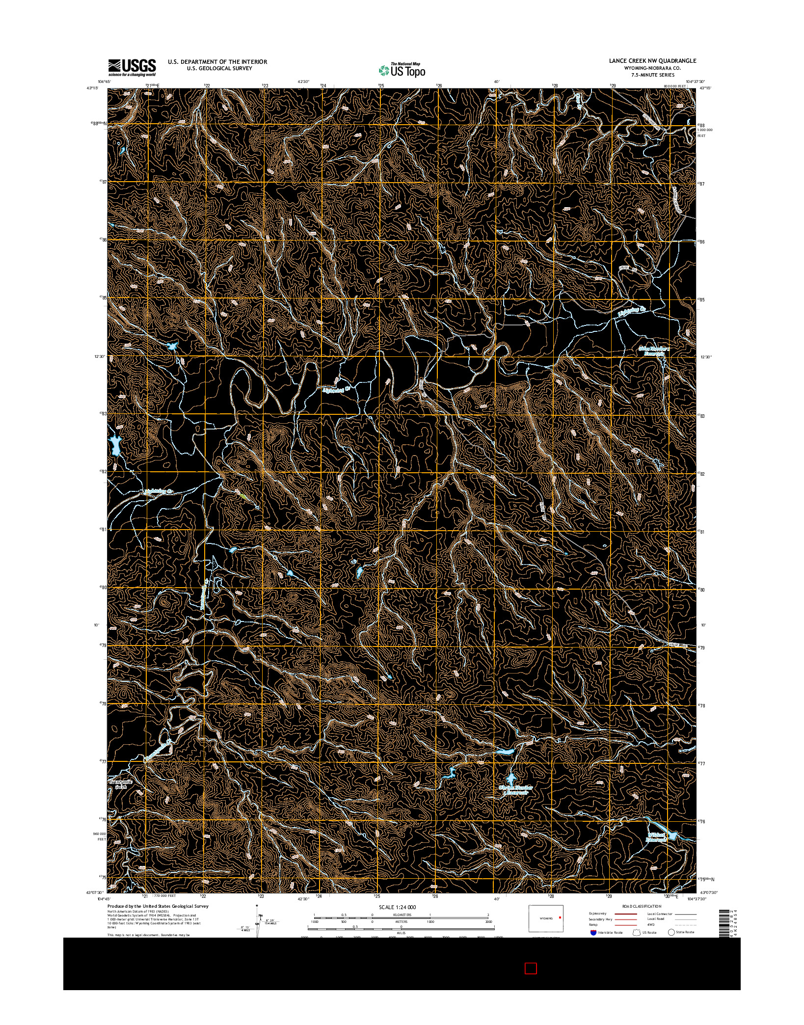 USGS US TOPO 7.5-MINUTE MAP FOR LANCE CREEK NW, WY 2015