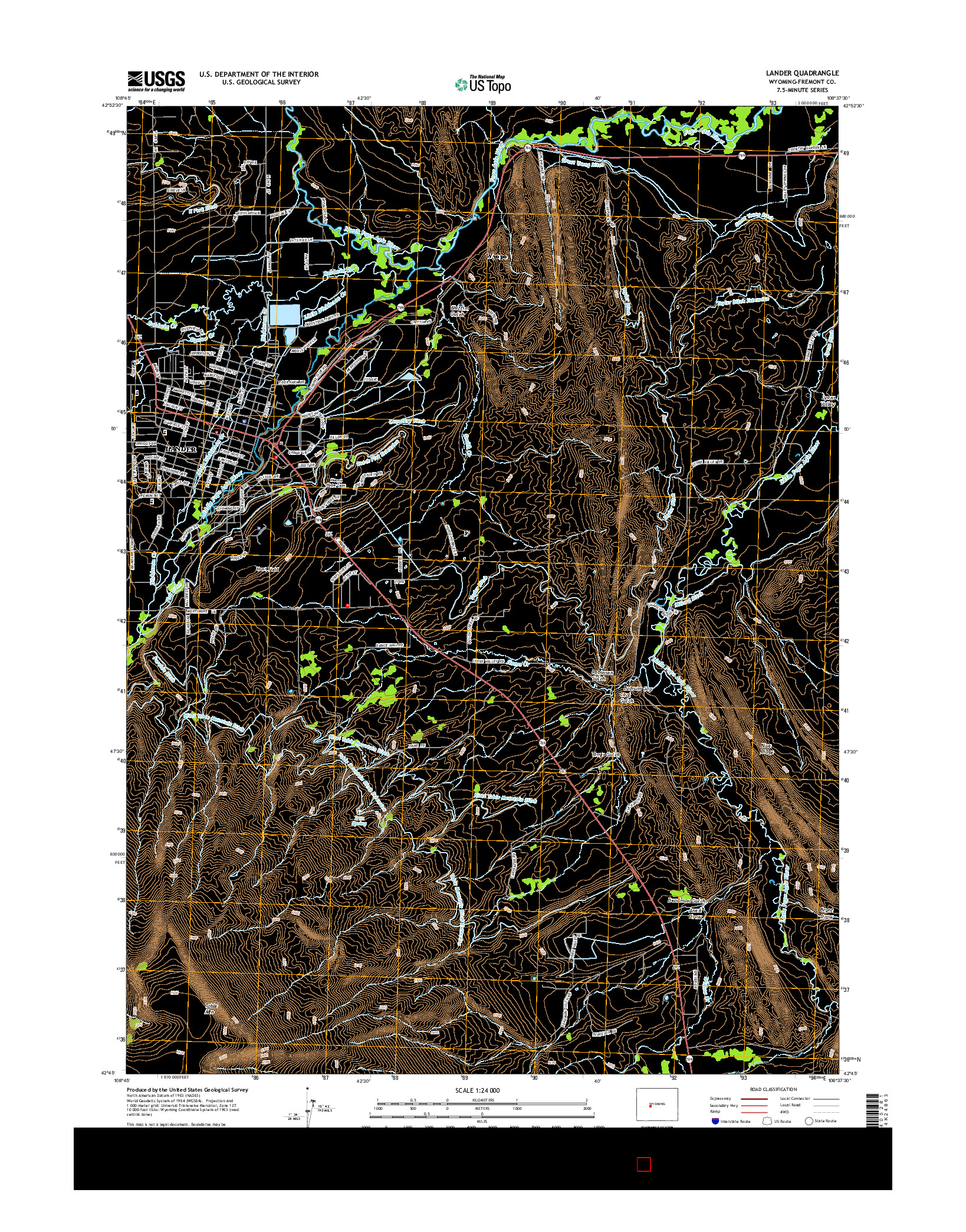 USGS US TOPO 7.5-MINUTE MAP FOR LANDER, WY 2015