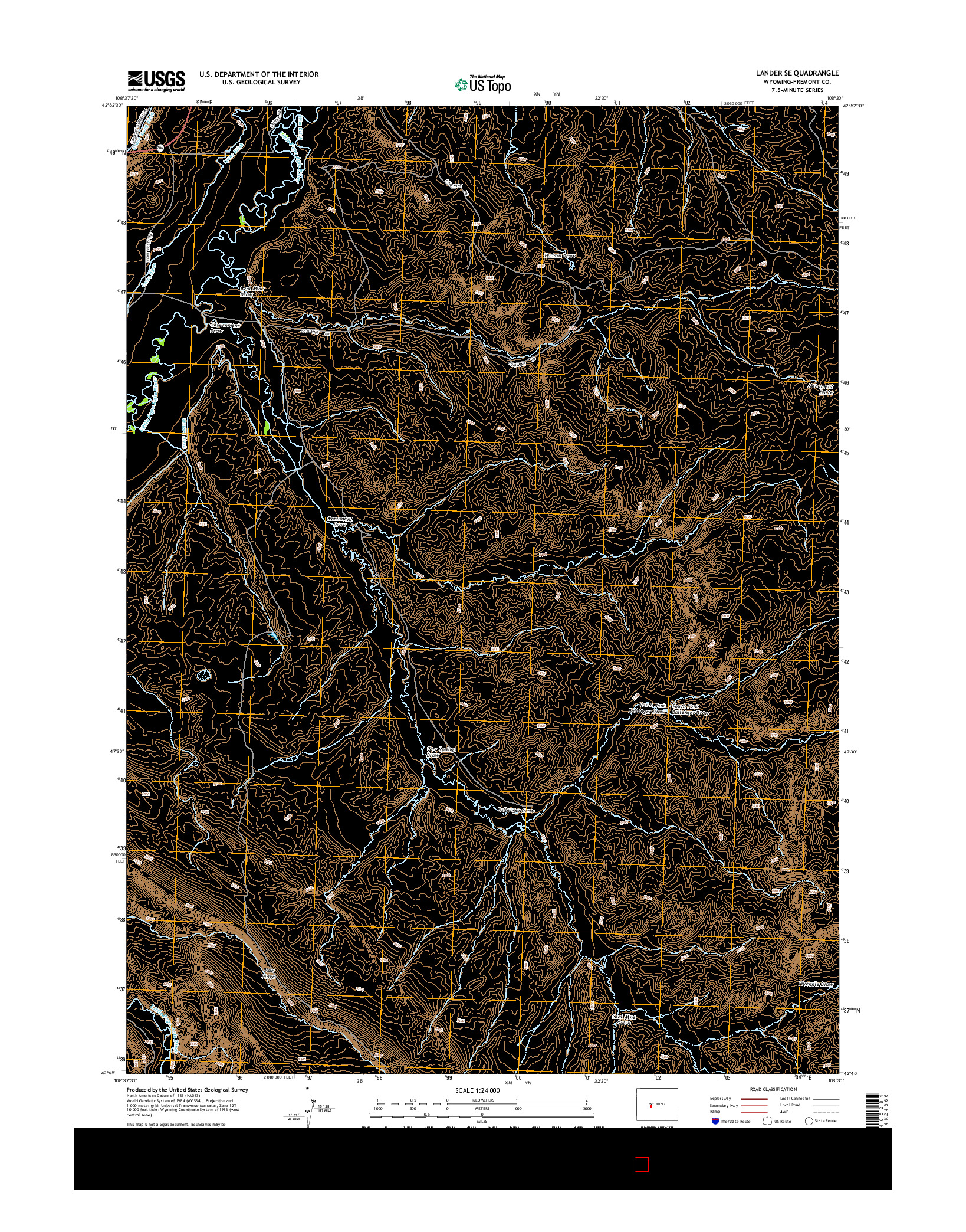 USGS US TOPO 7.5-MINUTE MAP FOR LANDER SE, WY 2015