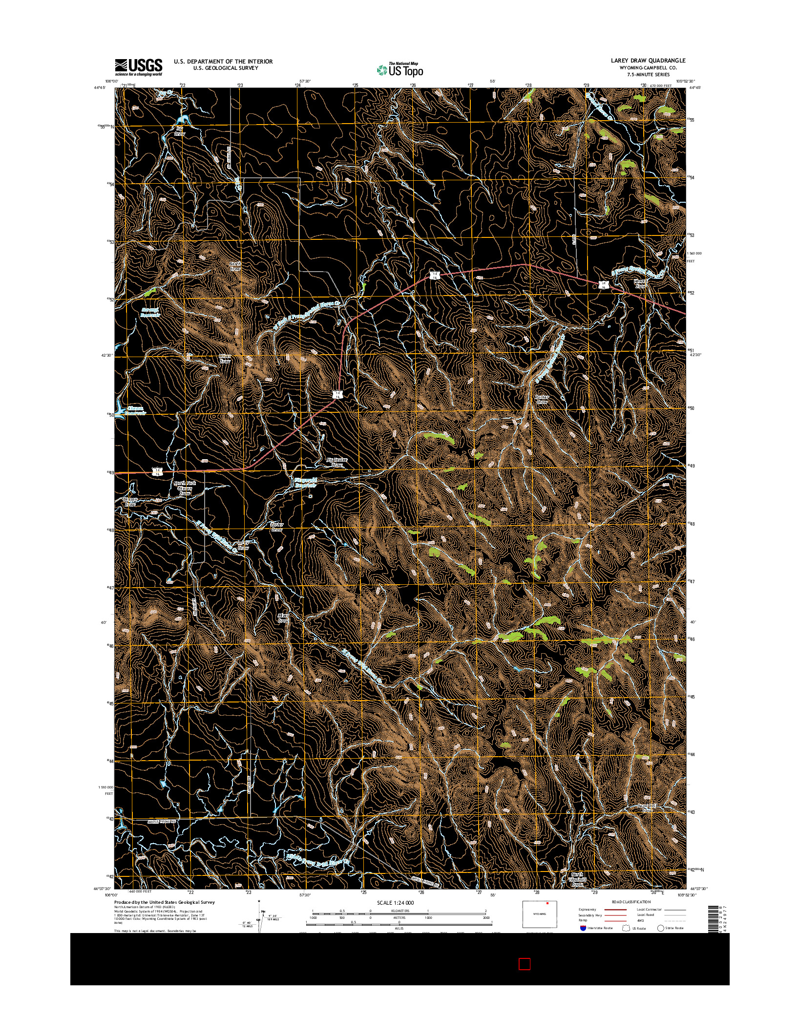 USGS US TOPO 7.5-MINUTE MAP FOR LAREY DRAW, WY 2015