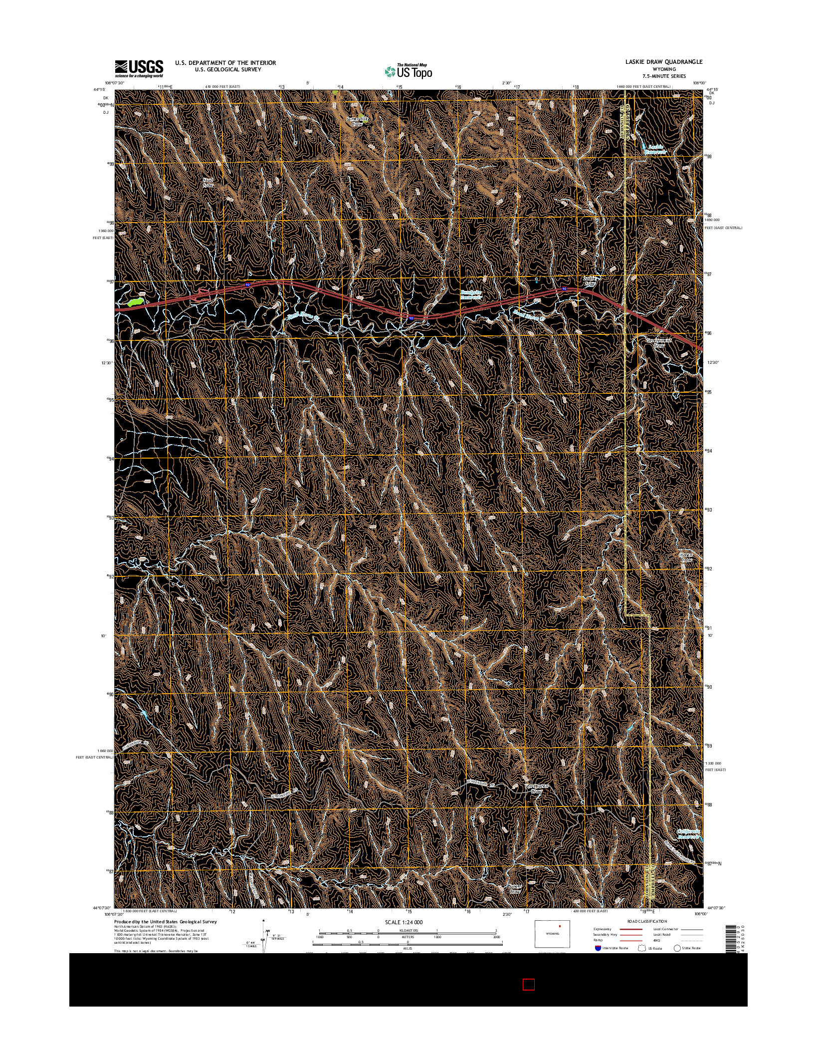 USGS US TOPO 7.5-MINUTE MAP FOR LASKIE DRAW, WY 2015