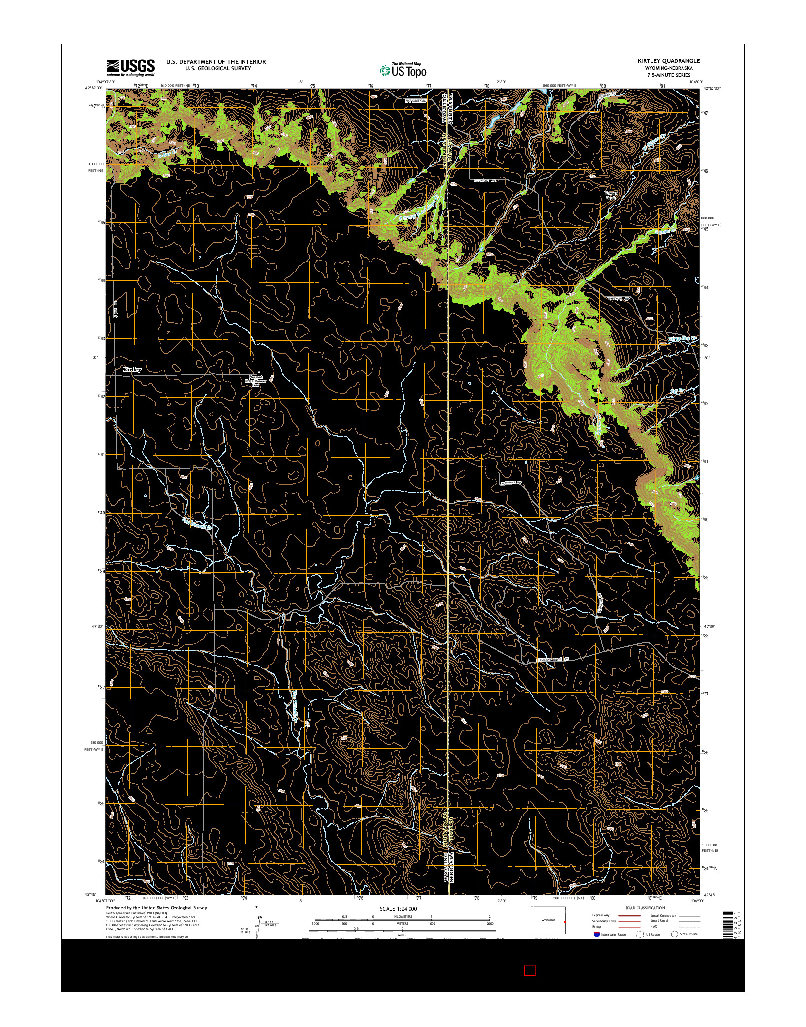 USGS US TOPO 7.5-MINUTE MAP FOR KIRTLEY, WY-NE 2015