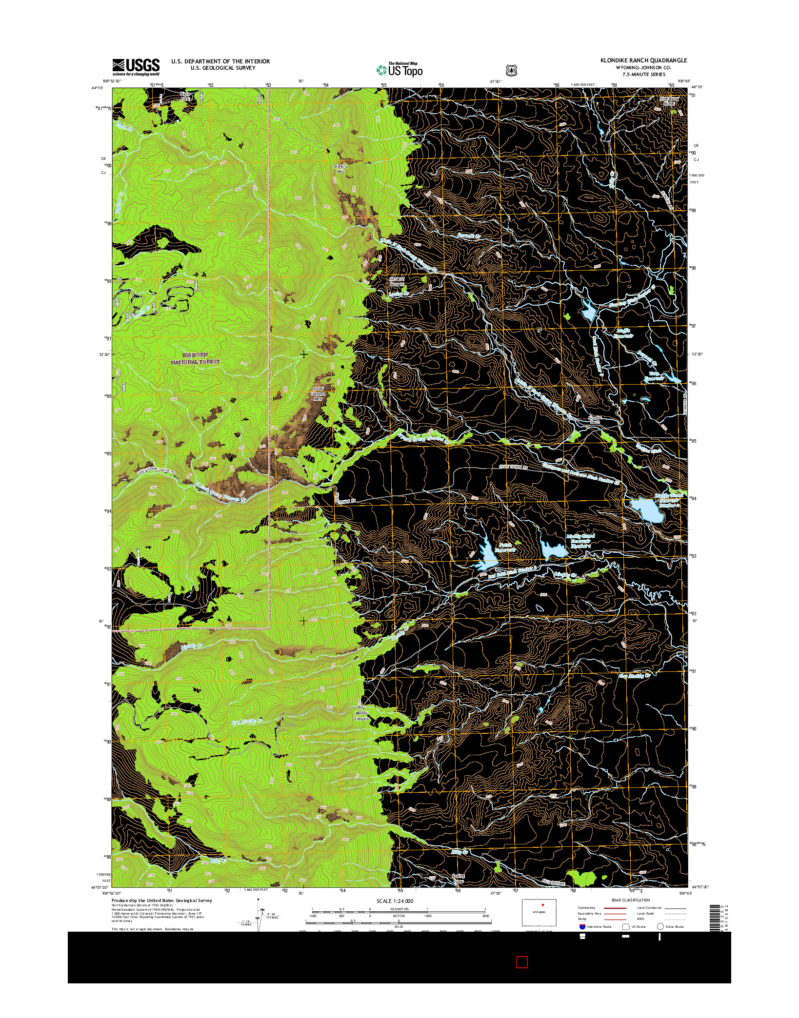 USGS US TOPO 7.5-MINUTE MAP FOR KLONDIKE RANCH, WY 2015