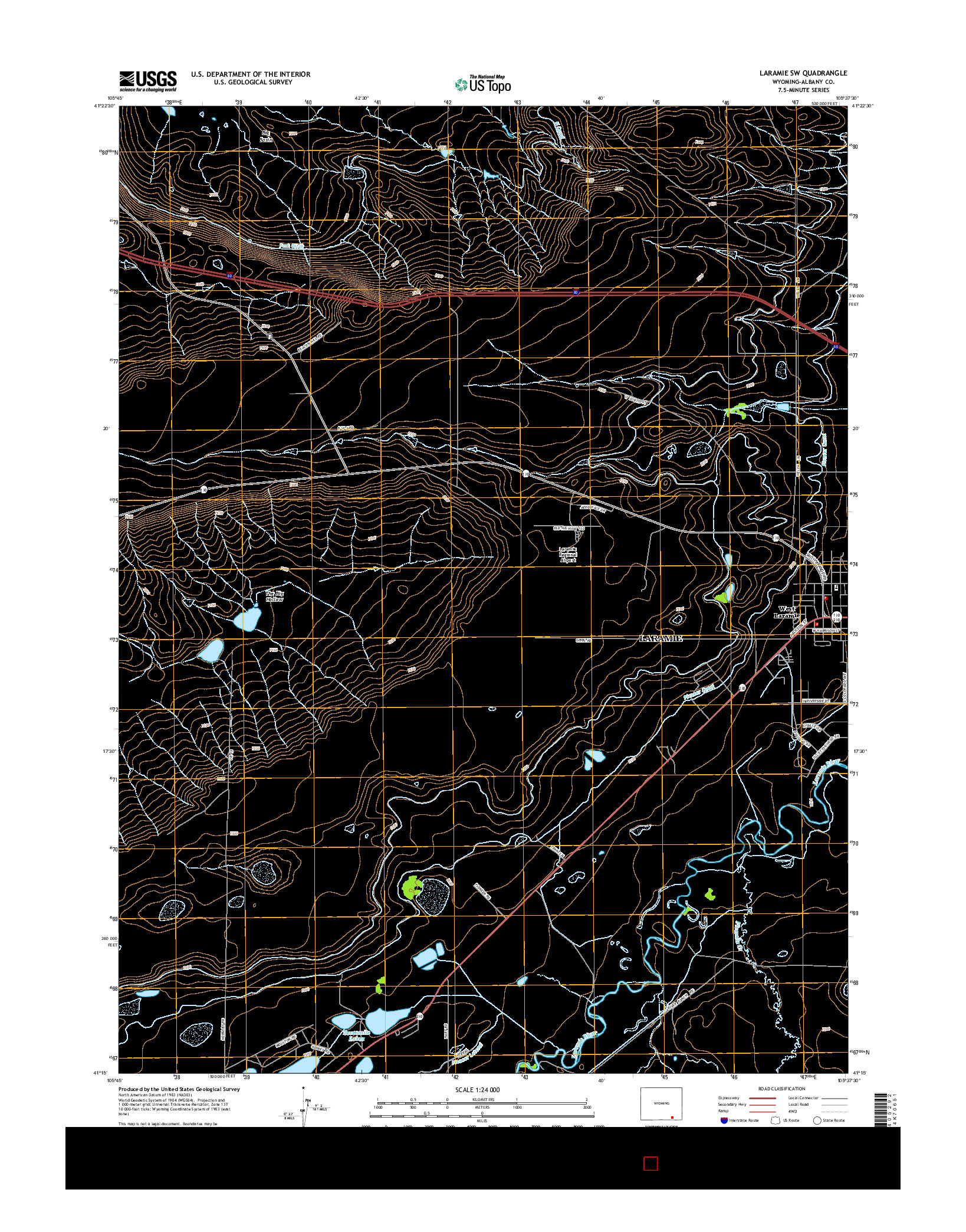 USGS US TOPO 7.5-MINUTE MAP FOR LARAMIE SW, WY 2015