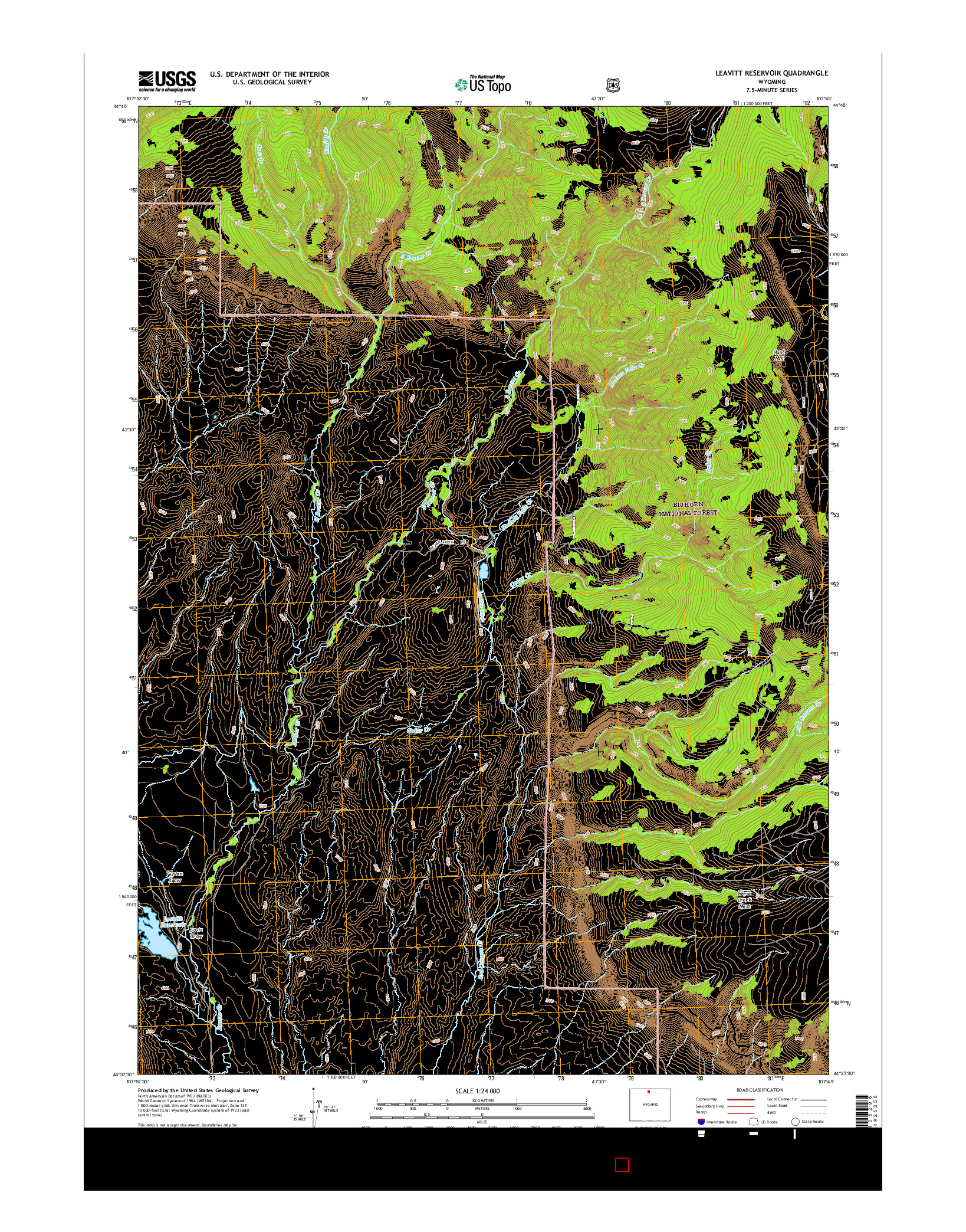 USGS US TOPO 7.5-MINUTE MAP FOR LEAVITT RESERVOIR, WY 2015