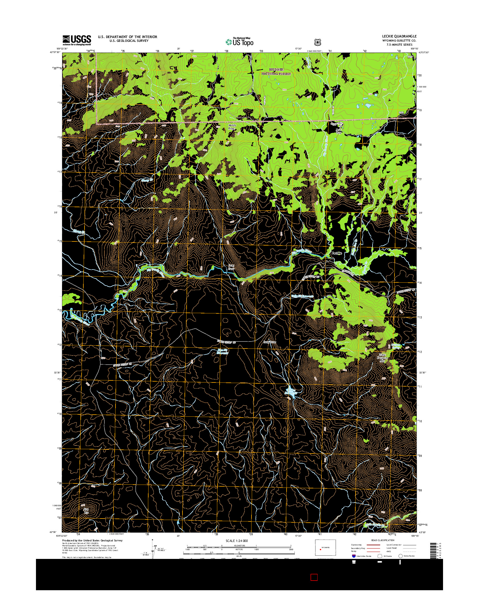 USGS US TOPO 7.5-MINUTE MAP FOR LECKIE, WY 2015