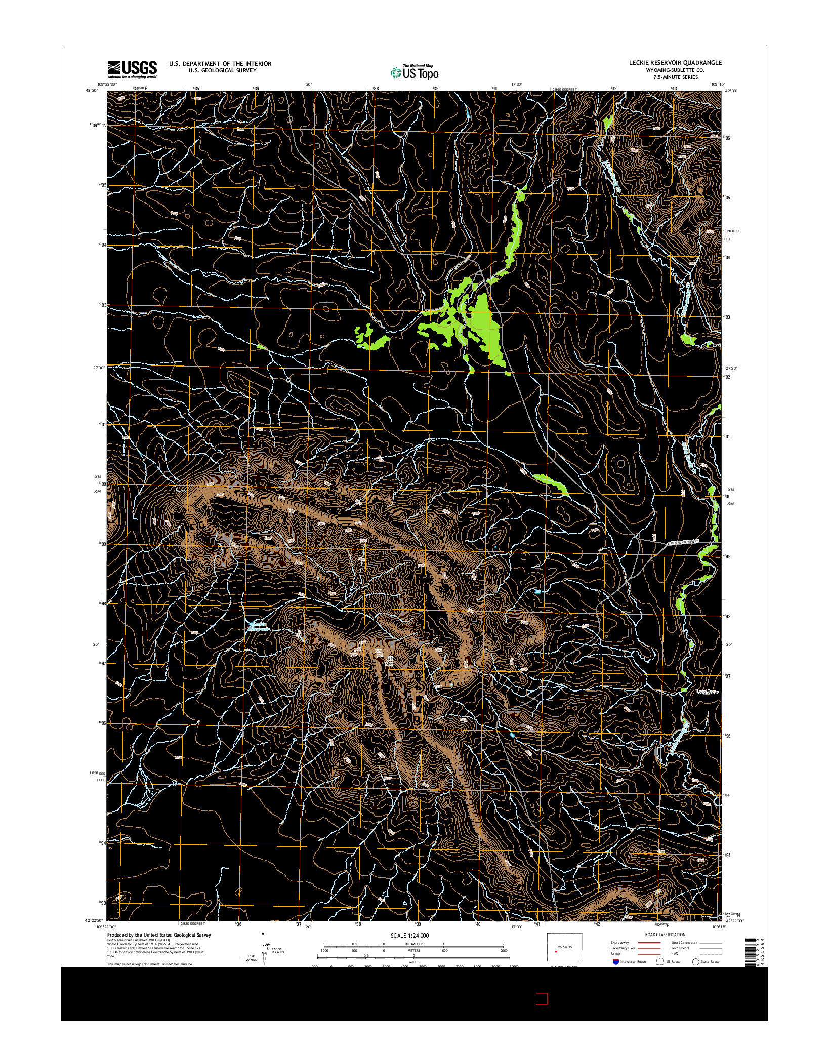 USGS US TOPO 7.5-MINUTE MAP FOR LECKIE RESERVOIR, WY 2015