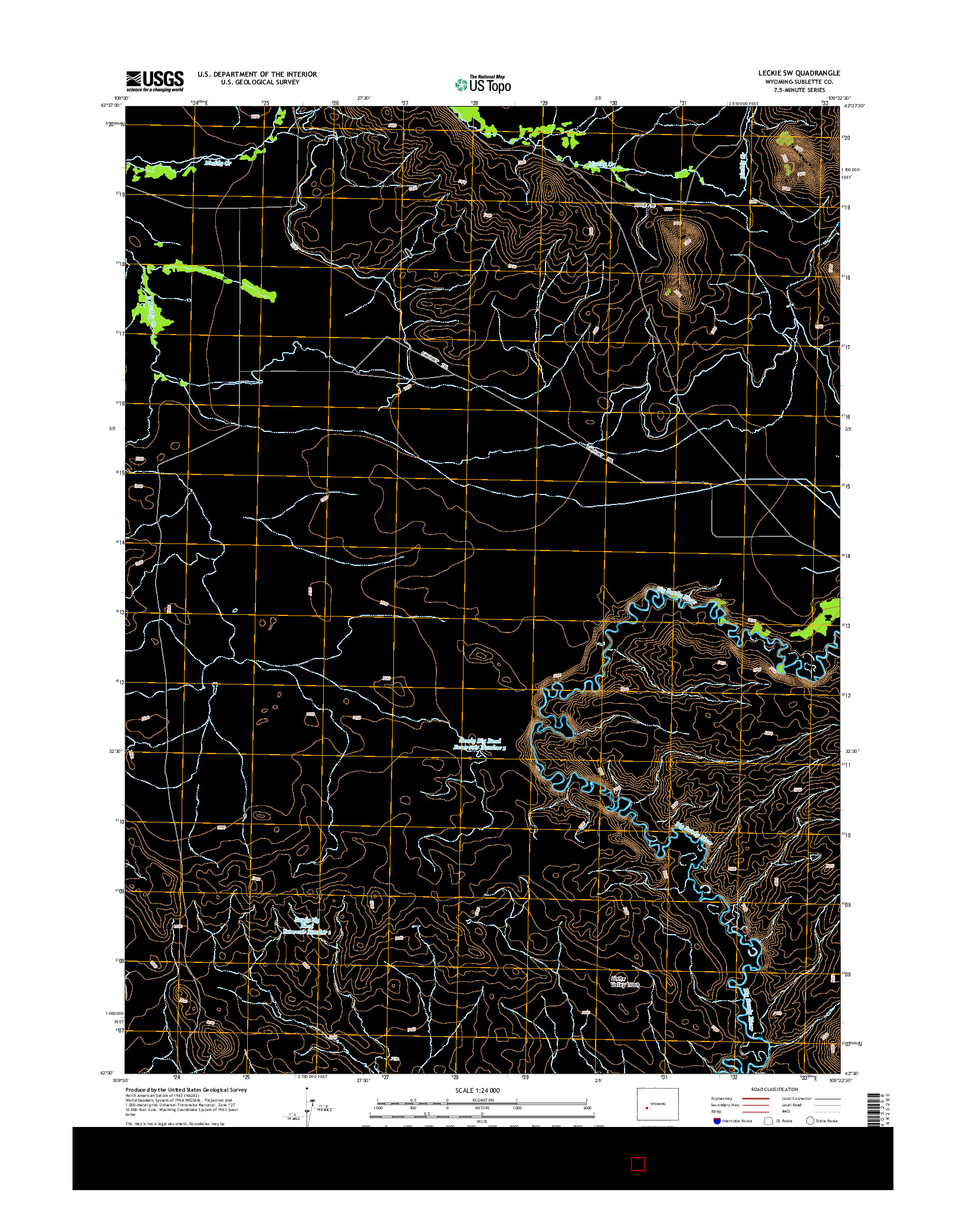 USGS US TOPO 7.5-MINUTE MAP FOR LECKIE SW, WY 2015