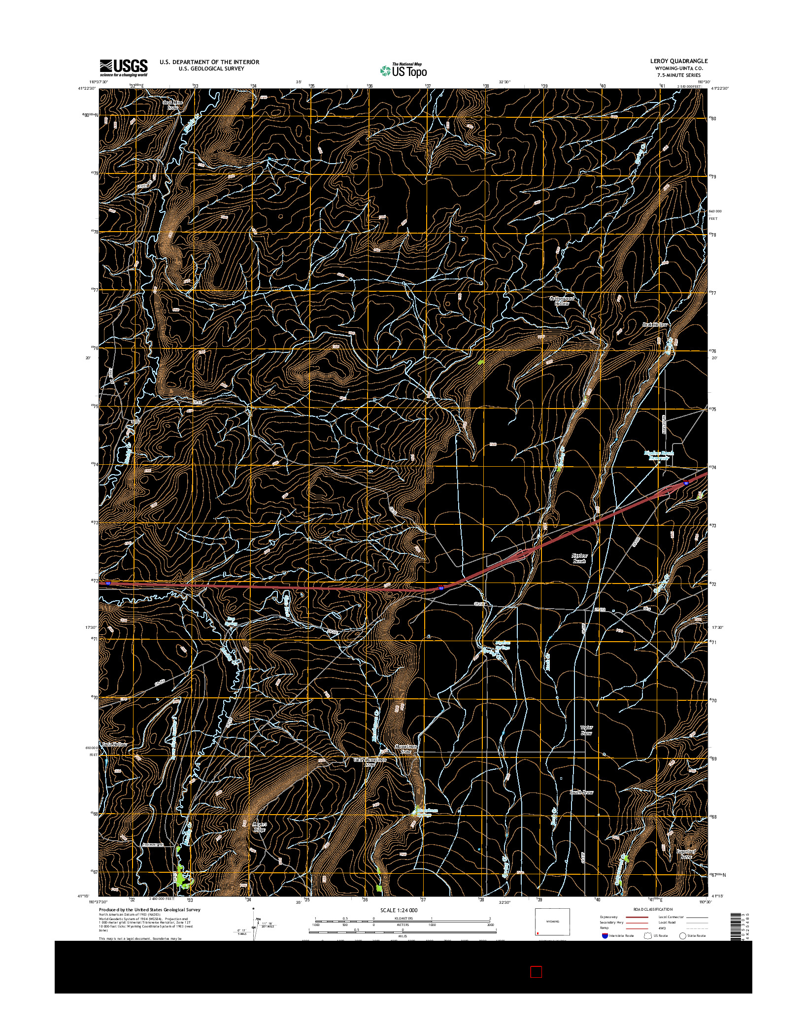 USGS US TOPO 7.5-MINUTE MAP FOR LEROY, WY 2015
