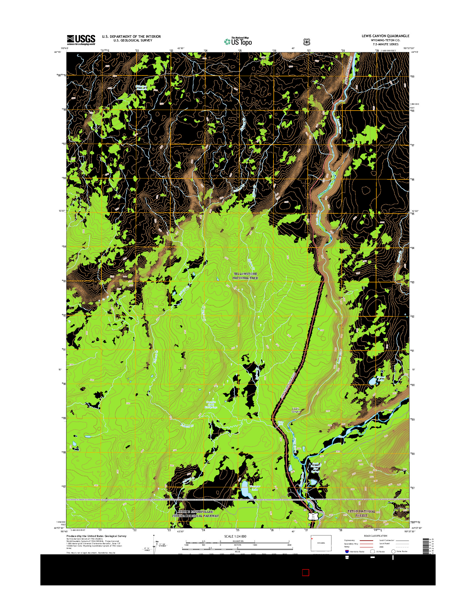 USGS US TOPO 7.5-MINUTE MAP FOR LEWIS CANYON, WY 2015