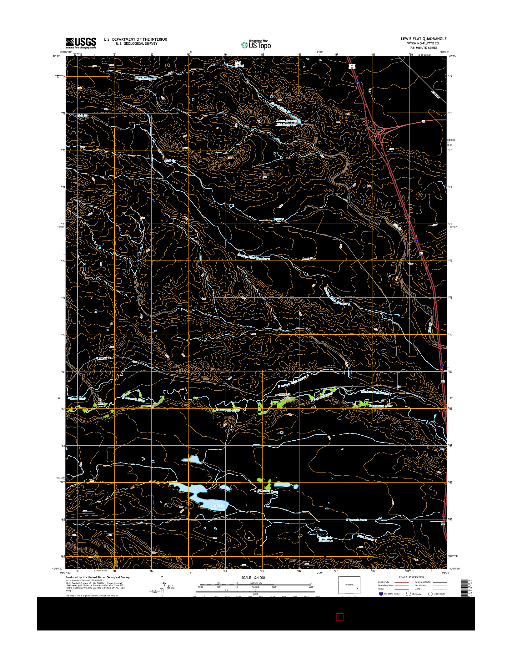 USGS US TOPO 7.5-MINUTE MAP FOR LEWIS FLAT, WY 2015