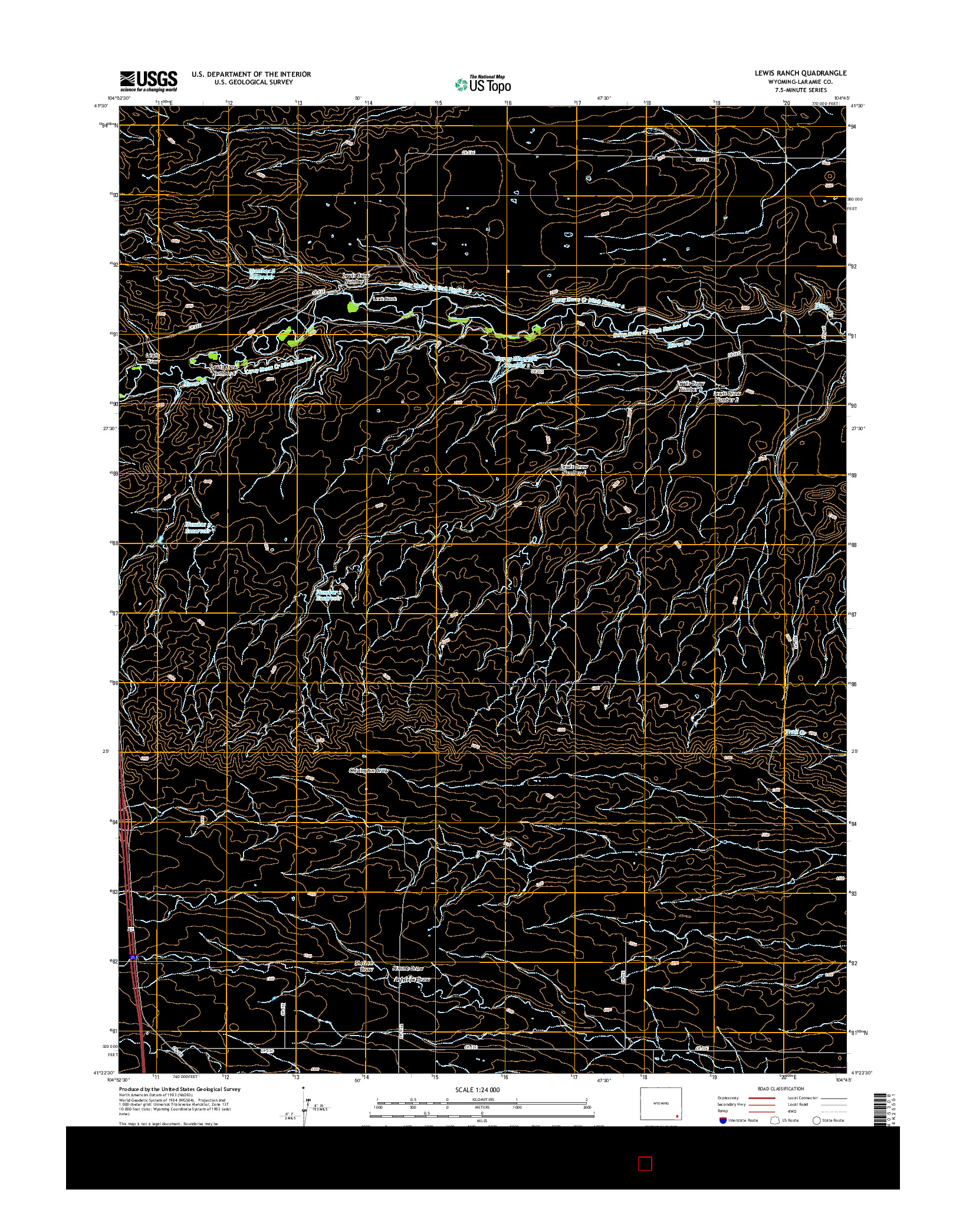 USGS US TOPO 7.5-MINUTE MAP FOR LEWIS RANCH, WY 2015