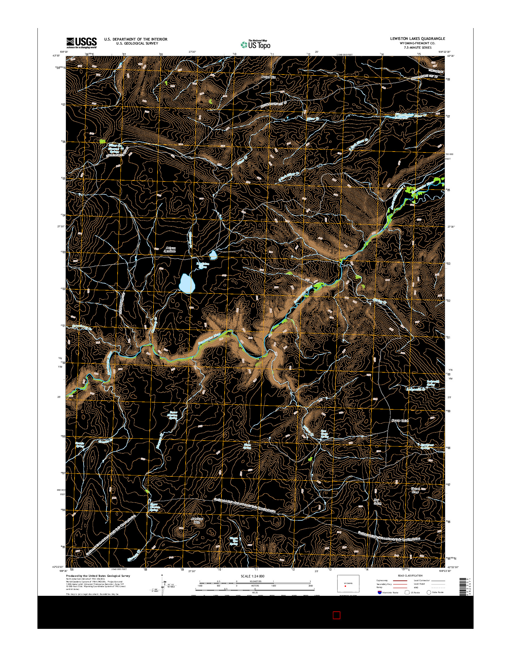 USGS US TOPO 7.5-MINUTE MAP FOR LEWISTON LAKES, WY 2015