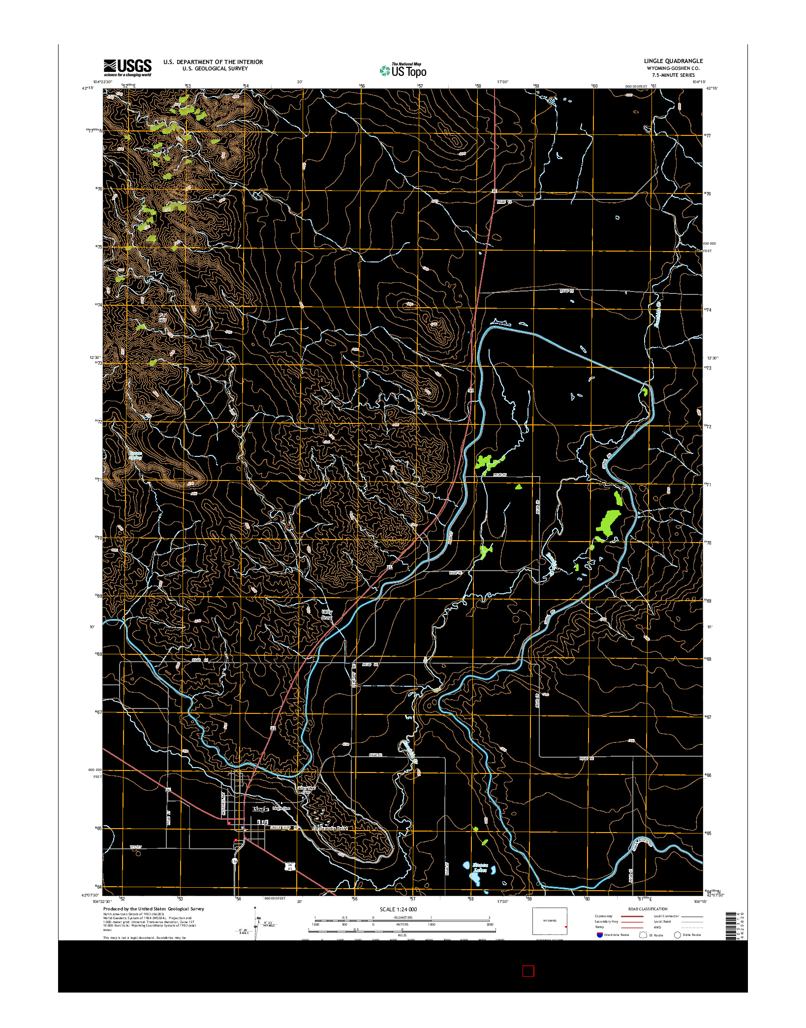 USGS US TOPO 7.5-MINUTE MAP FOR LINGLE, WY 2015