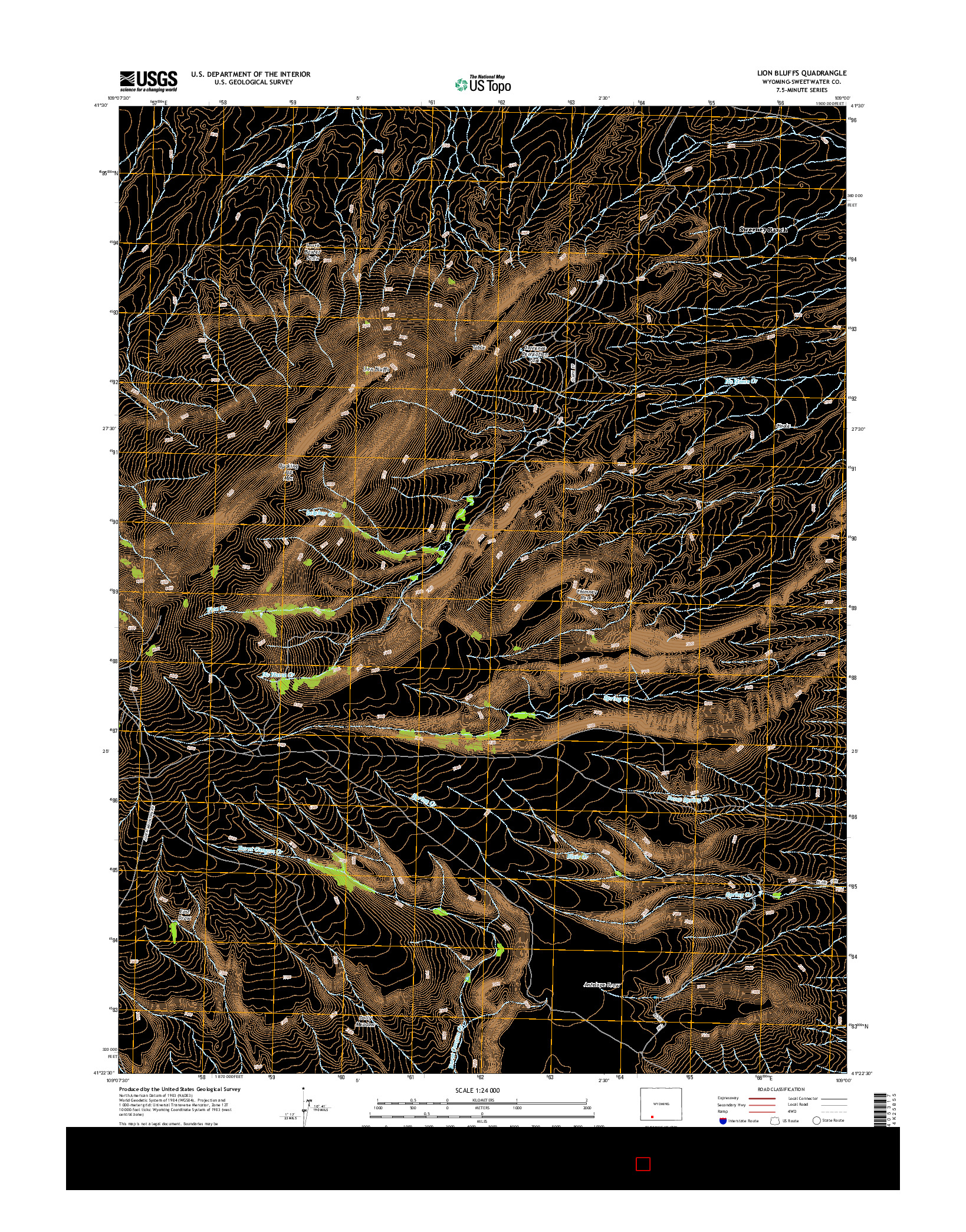 USGS US TOPO 7.5-MINUTE MAP FOR LION BLUFFS, WY 2015