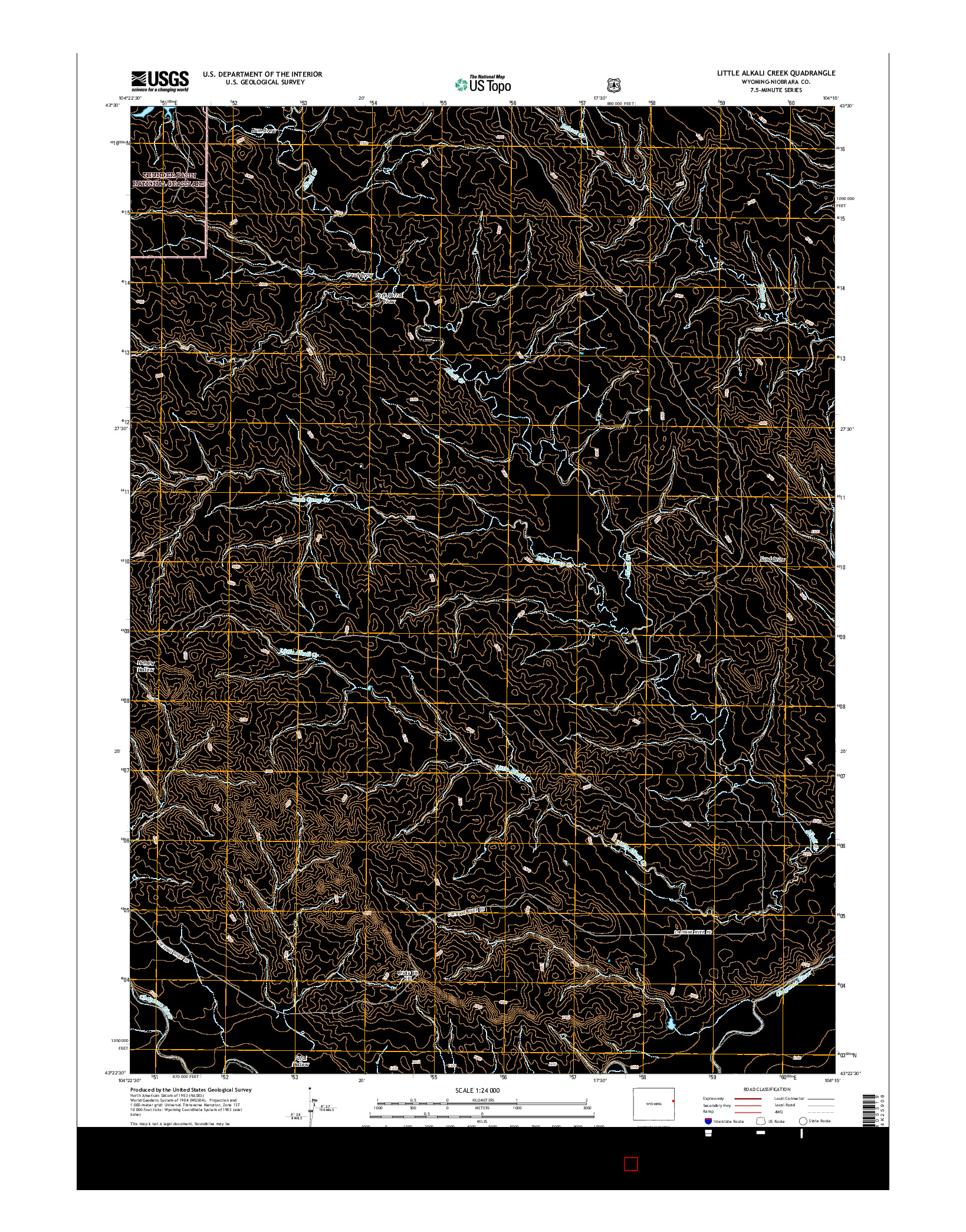 USGS US TOPO 7.5-MINUTE MAP FOR LITTLE ALKALI CREEK, WY 2015