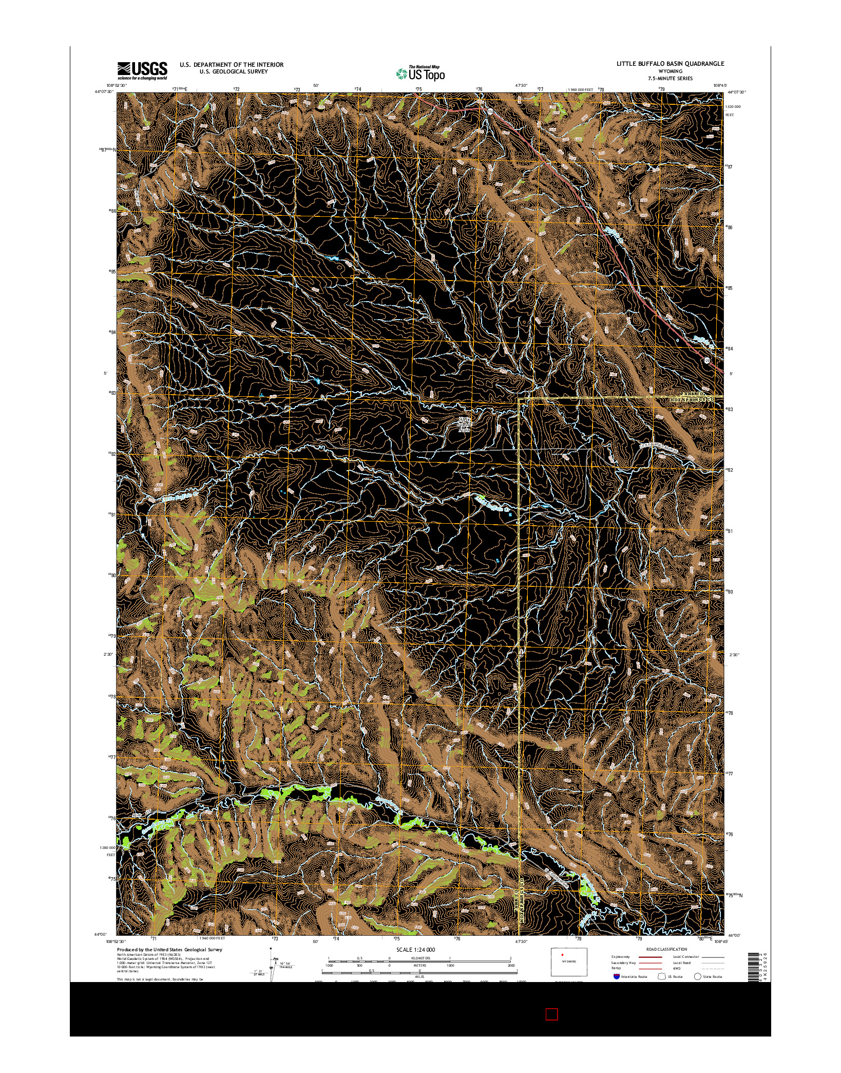 USGS US TOPO 7.5-MINUTE MAP FOR LITTLE BUFFALO BASIN, WY 2015