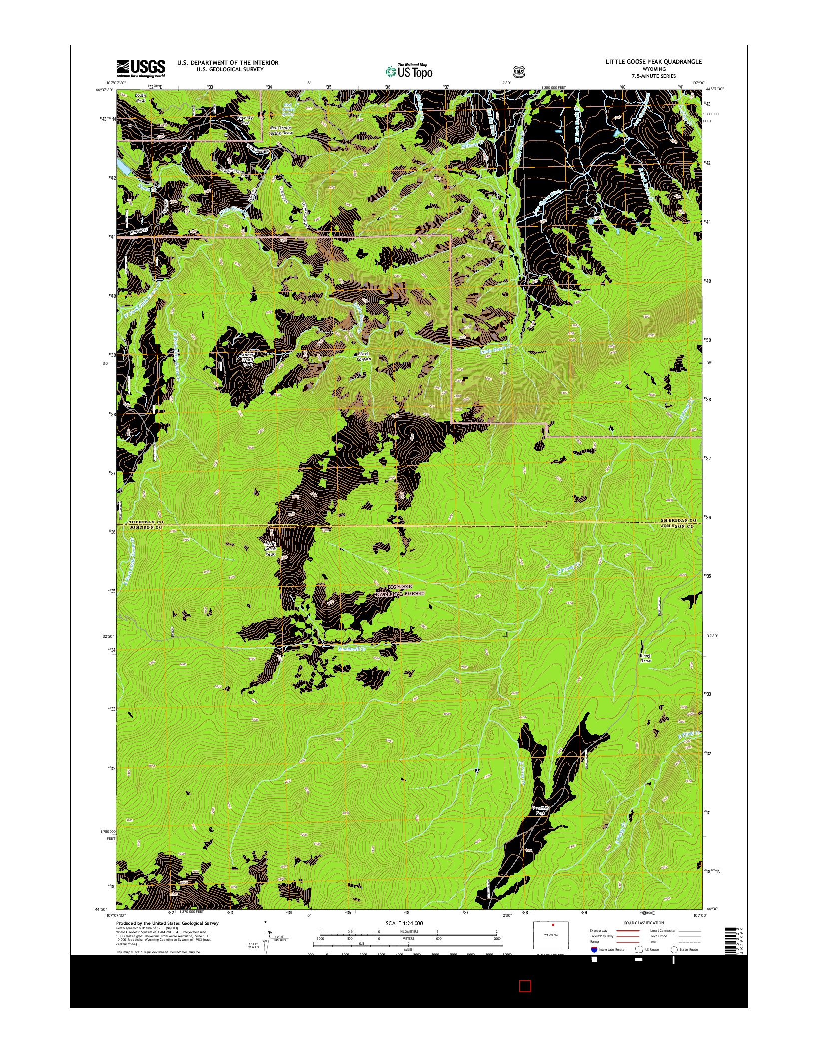 USGS US TOPO 7.5-MINUTE MAP FOR LITTLE GOOSE PEAK, WY 2015