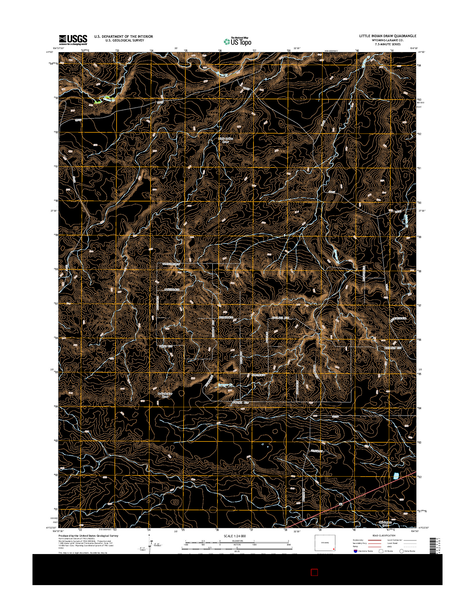 USGS US TOPO 7.5-MINUTE MAP FOR LITTLE INDIAN DRAW, WY 2015