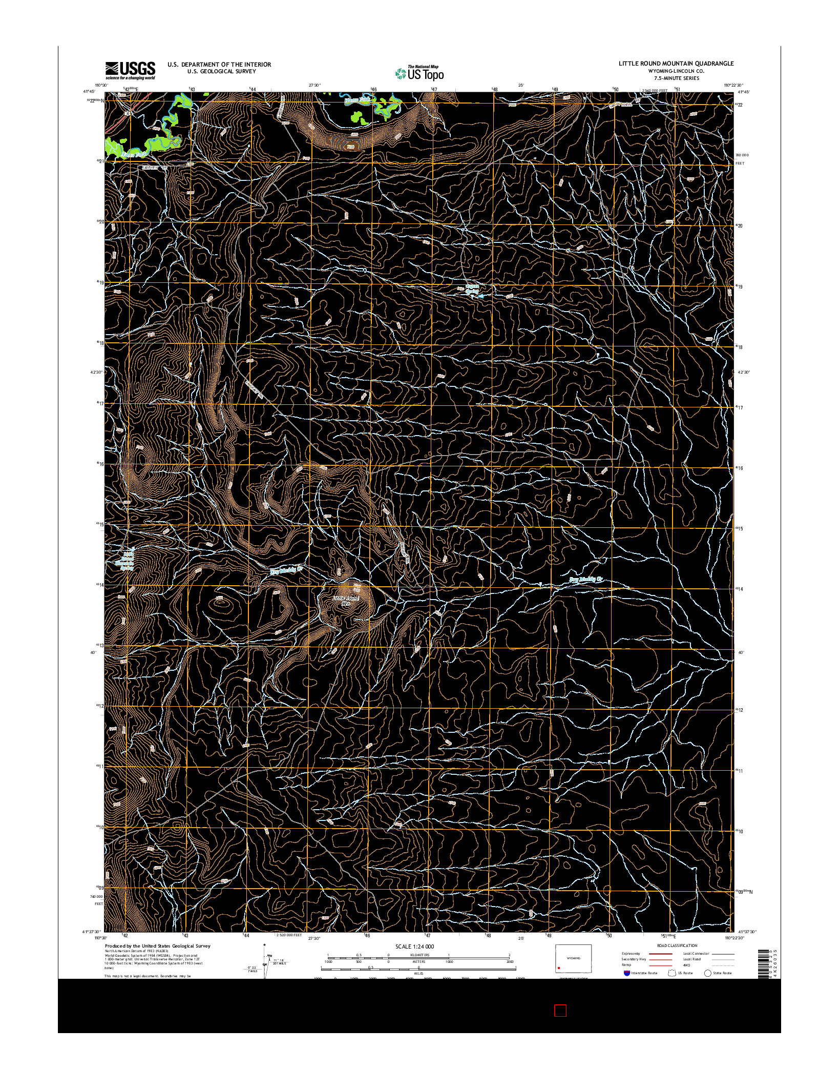 USGS US TOPO 7.5-MINUTE MAP FOR LITTLE ROUND MOUNTAIN, WY 2015