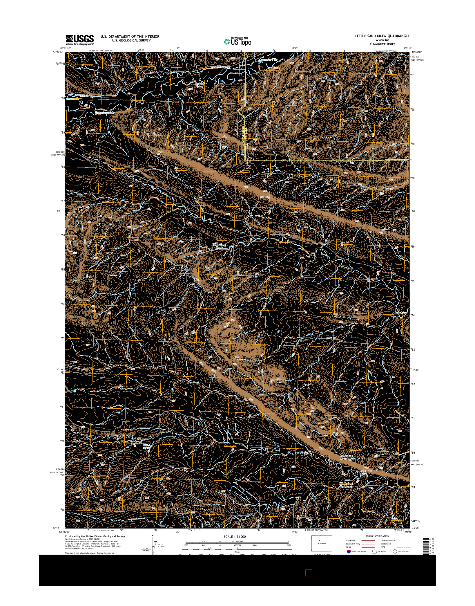 USGS US TOPO 7.5-MINUTE MAP FOR LITTLE SAND DRAW, WY 2015