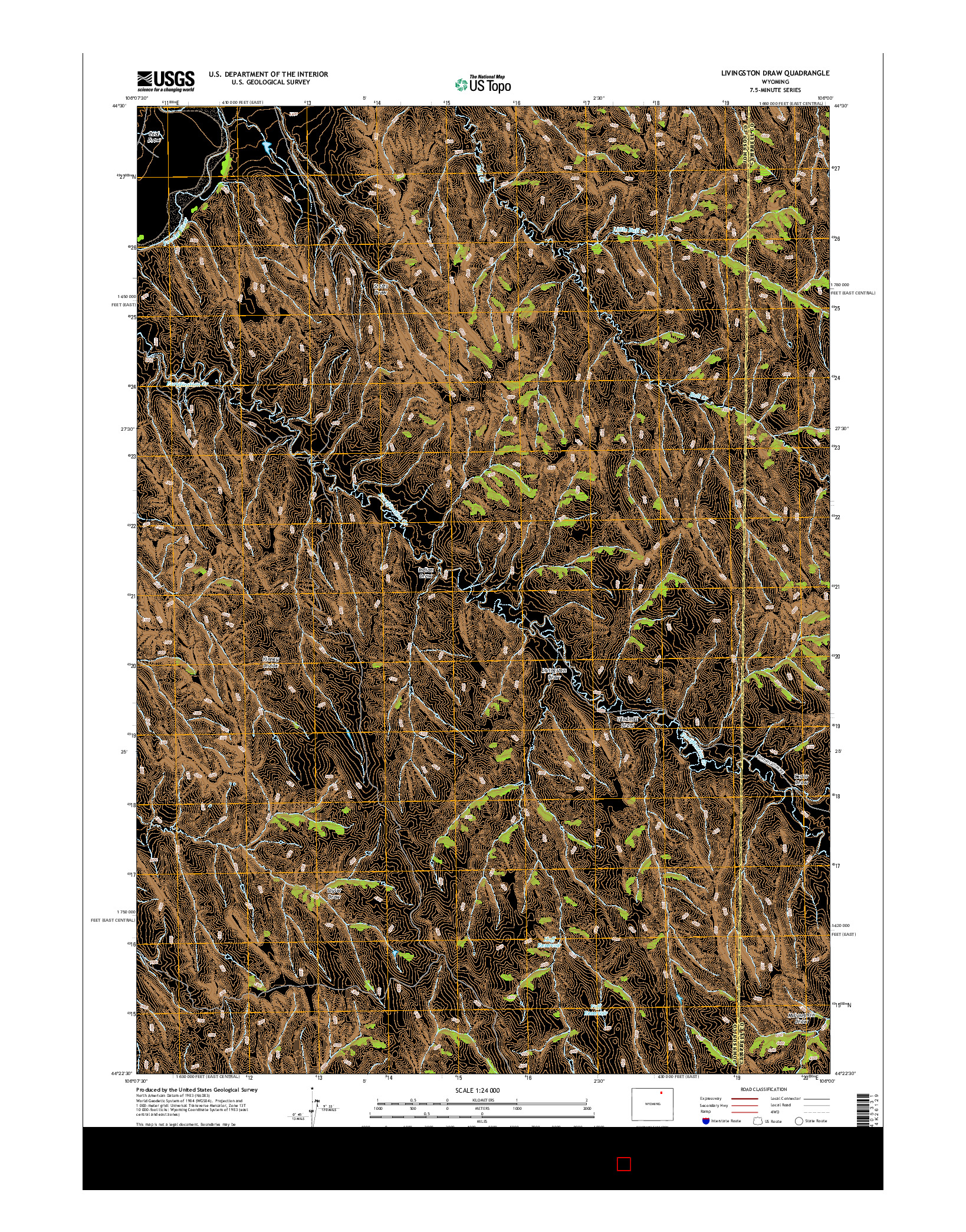 USGS US TOPO 7.5-MINUTE MAP FOR LIVINGSTON DRAW, WY 2015