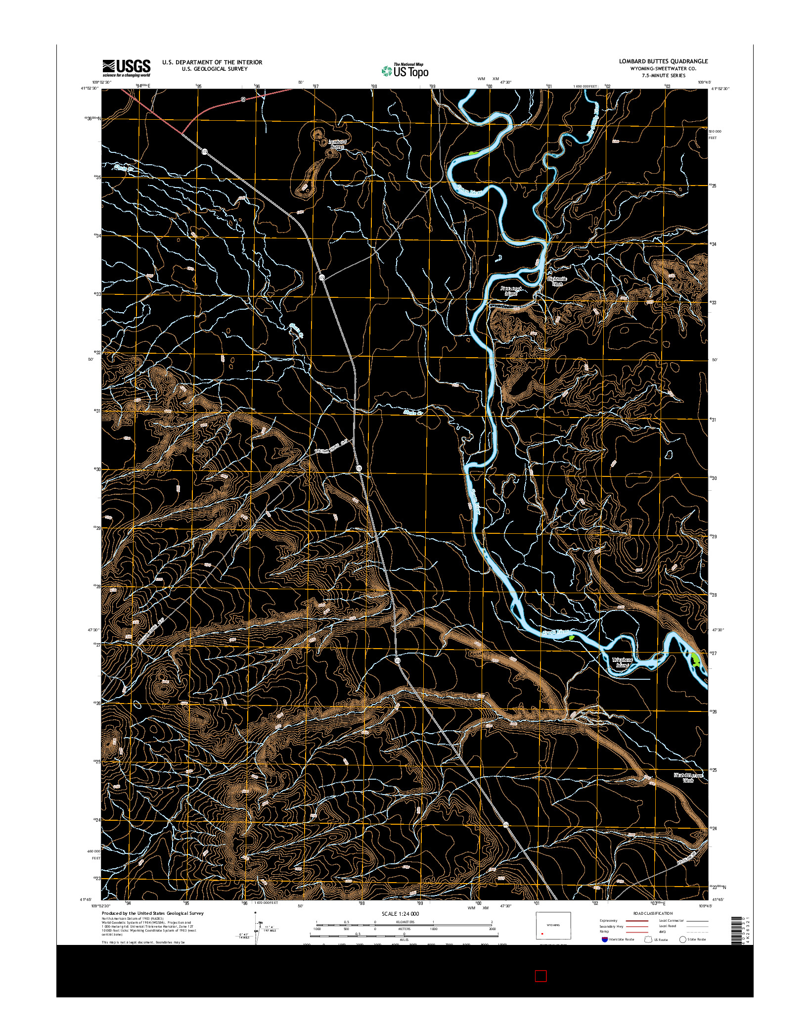 USGS US TOPO 7.5-MINUTE MAP FOR LOMBARD BUTTES, WY 2015