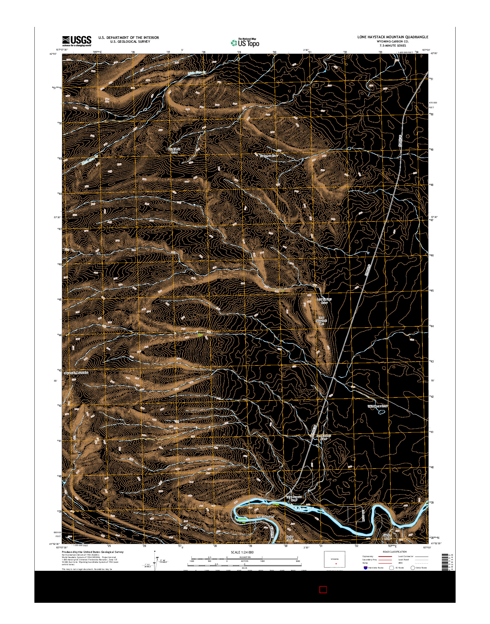 USGS US TOPO 7.5-MINUTE MAP FOR LONE HAYSTACK MOUNTAIN, WY 2015