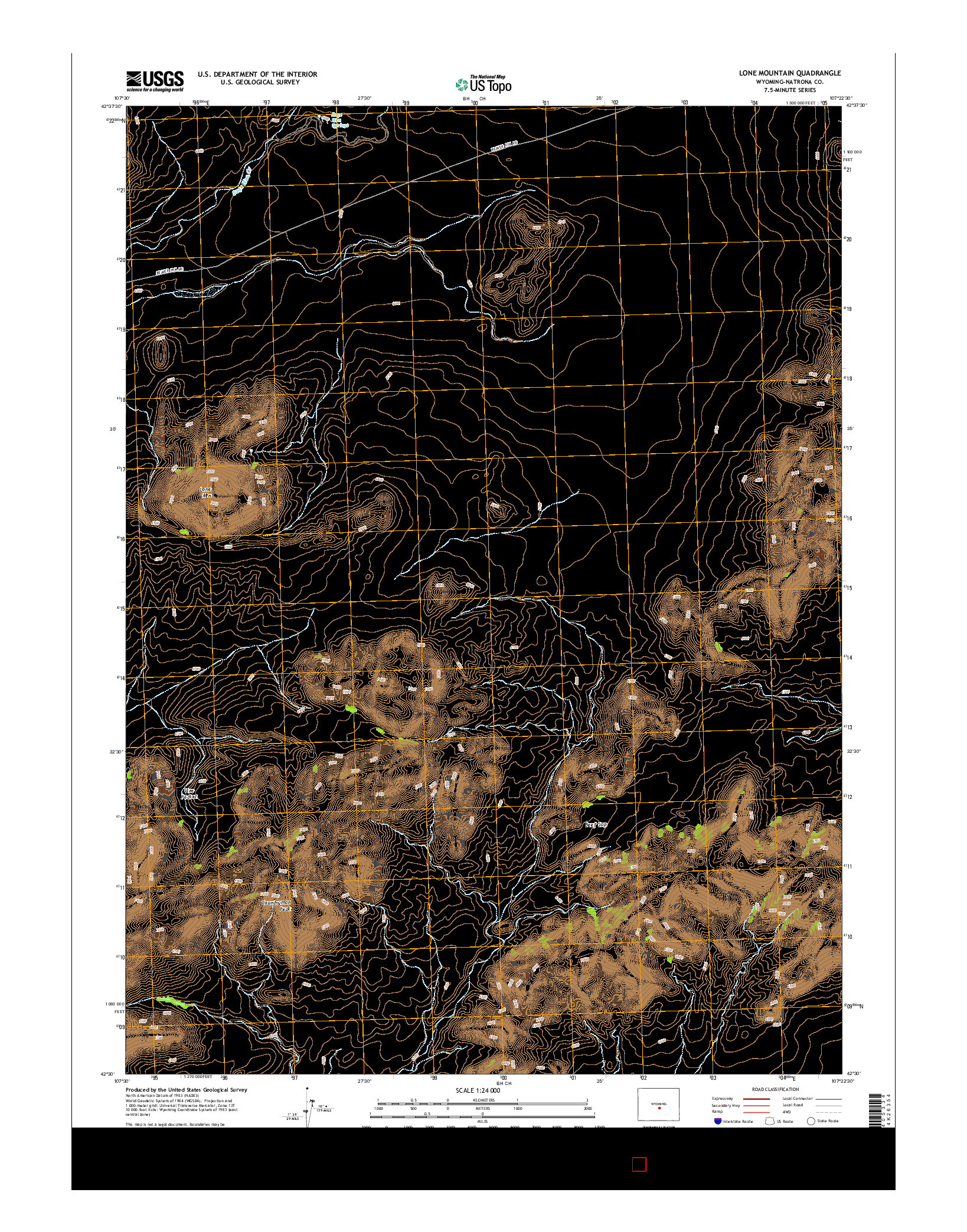 USGS US TOPO 7.5-MINUTE MAP FOR LONE MOUNTAIN, WY 2015