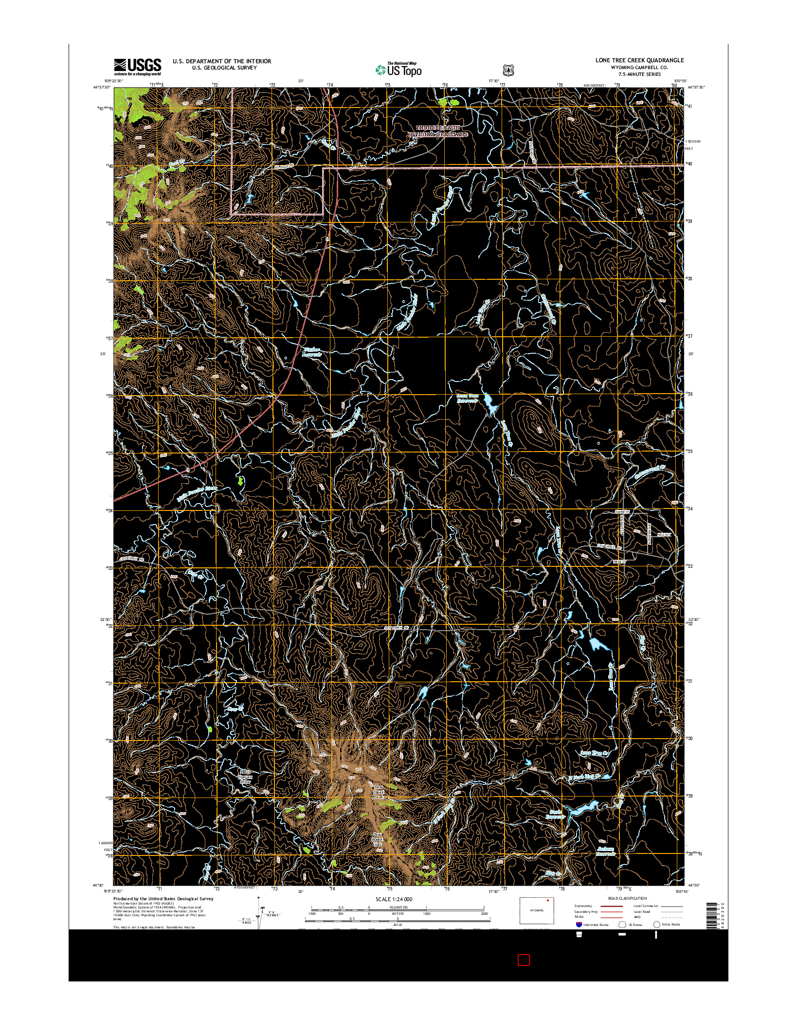 USGS US TOPO 7.5-MINUTE MAP FOR LONE TREE CREEK, WY 2015