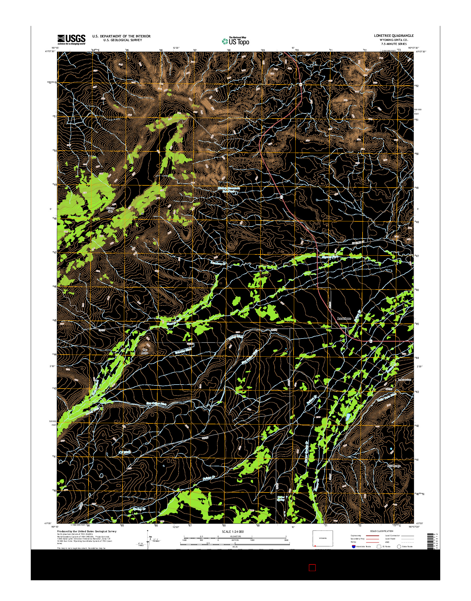 USGS US TOPO 7.5-MINUTE MAP FOR LONETREE, WY 2015