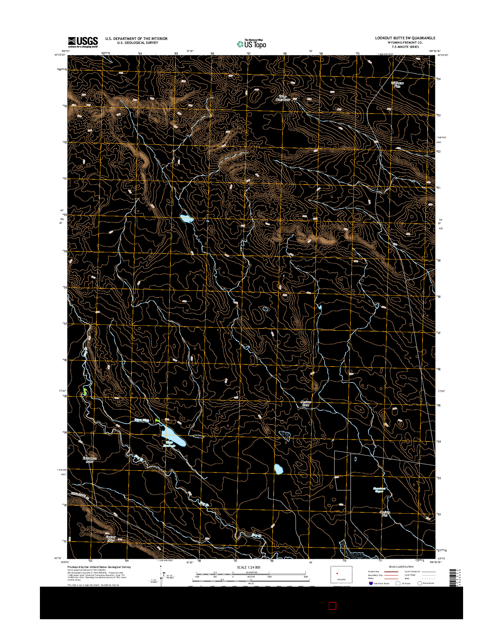 USGS US TOPO 7.5-MINUTE MAP FOR LOOKOUT BUTTE SW, WY 2015