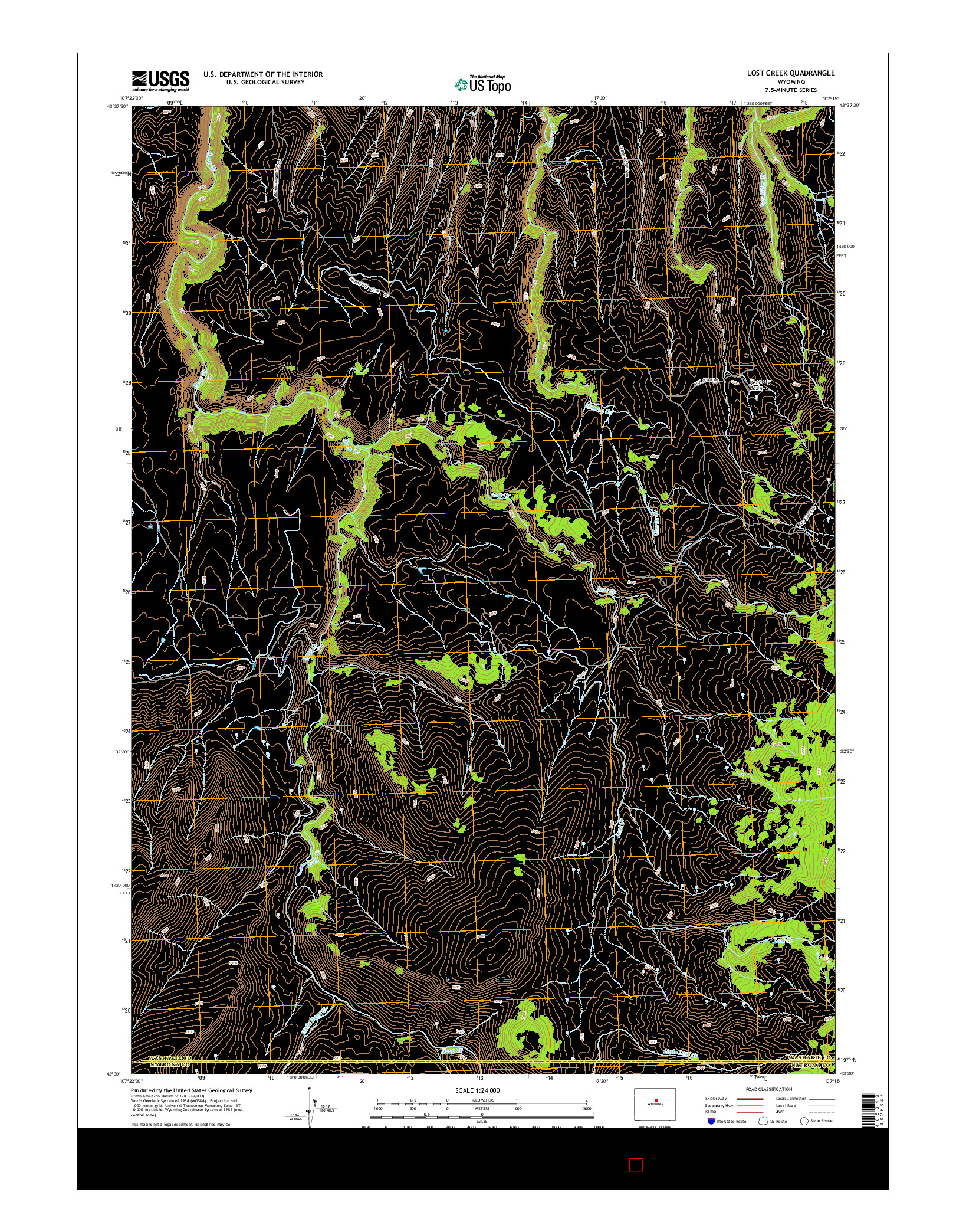 USGS US TOPO 7.5-MINUTE MAP FOR LOST CREEK, WY 2015