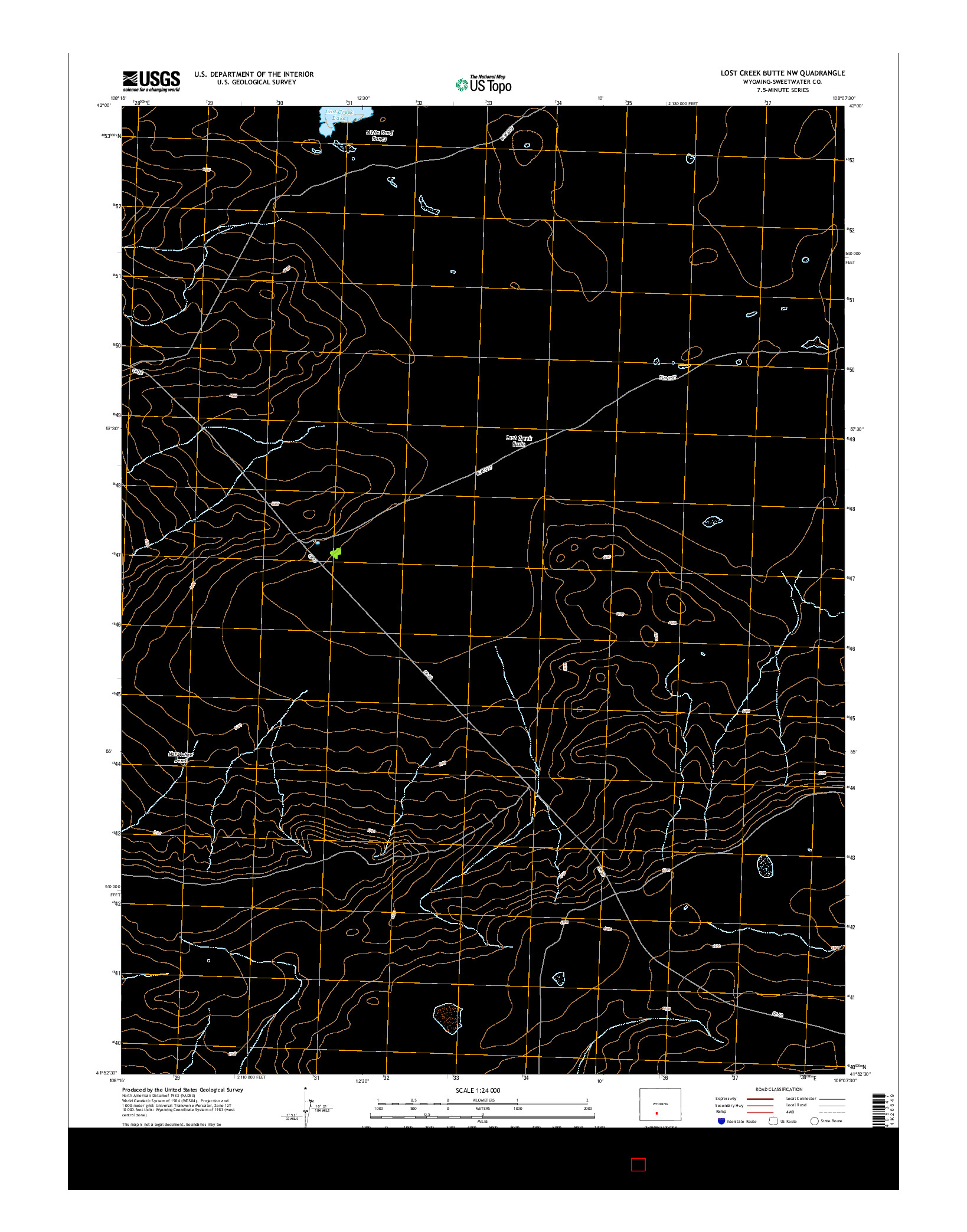 USGS US TOPO 7.5-MINUTE MAP FOR LOST CREEK BUTTE NW, WY 2015