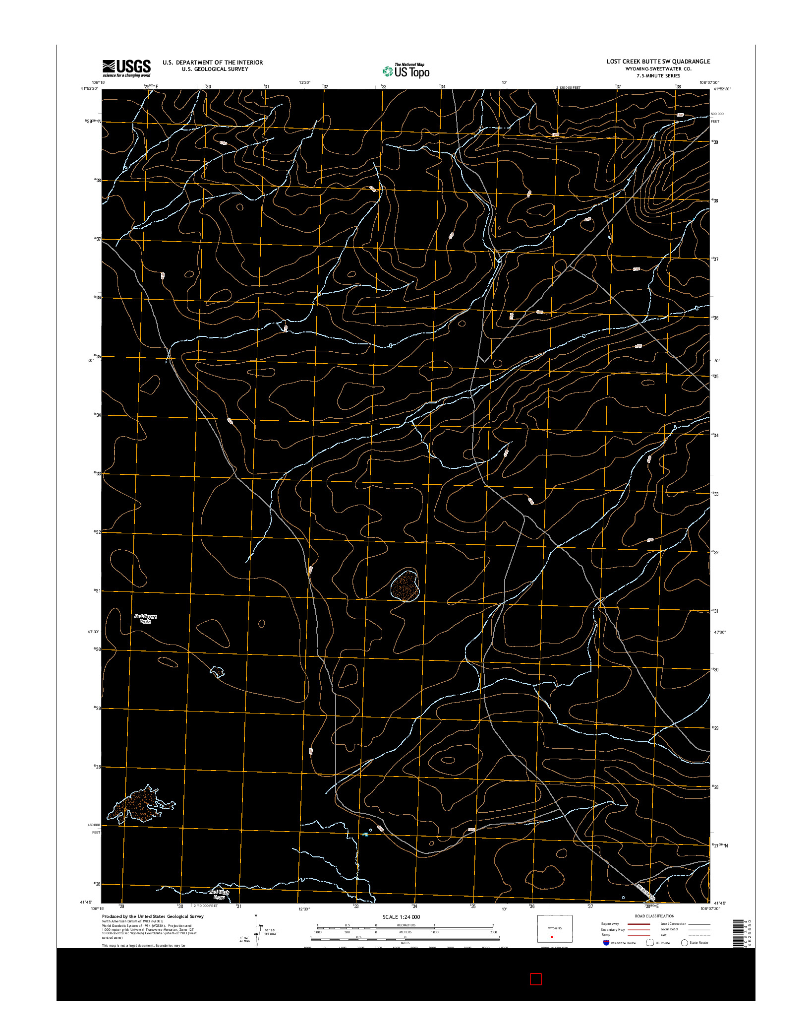 USGS US TOPO 7.5-MINUTE MAP FOR LOST CREEK BUTTE SW, WY 2015