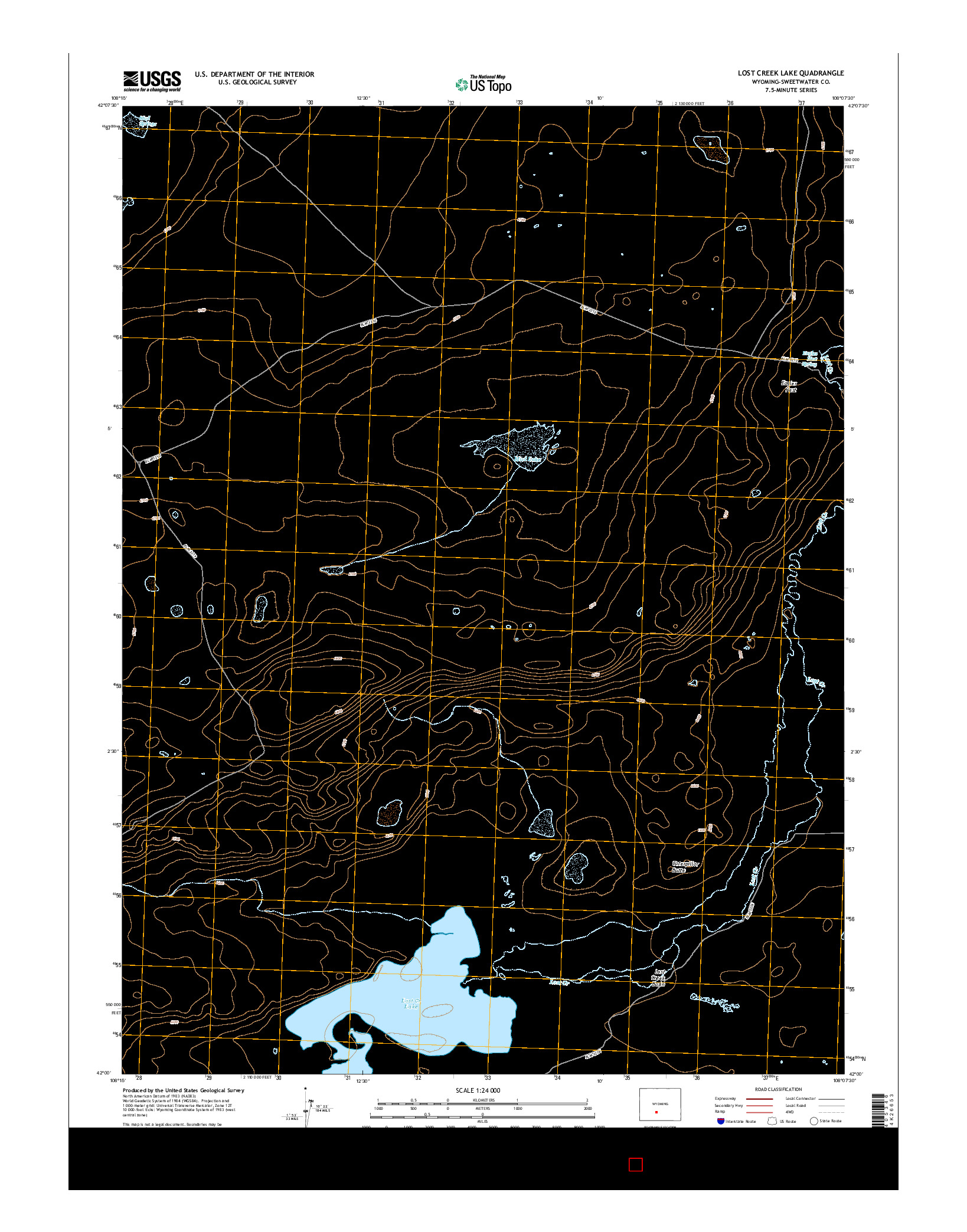 USGS US TOPO 7.5-MINUTE MAP FOR LOST CREEK LAKE, WY 2015
