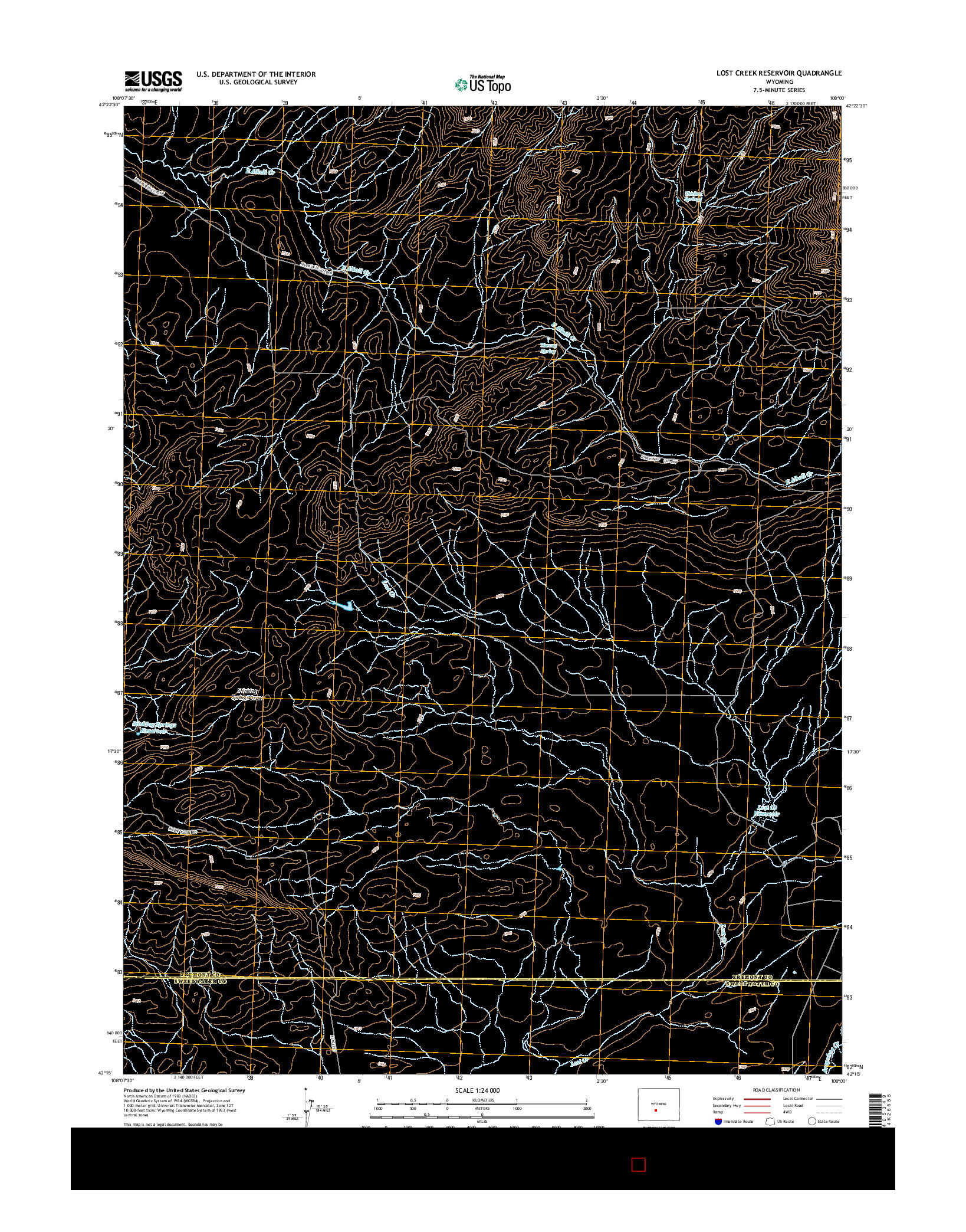 USGS US TOPO 7.5-MINUTE MAP FOR LOST CREEK RESERVOIR, WY 2015