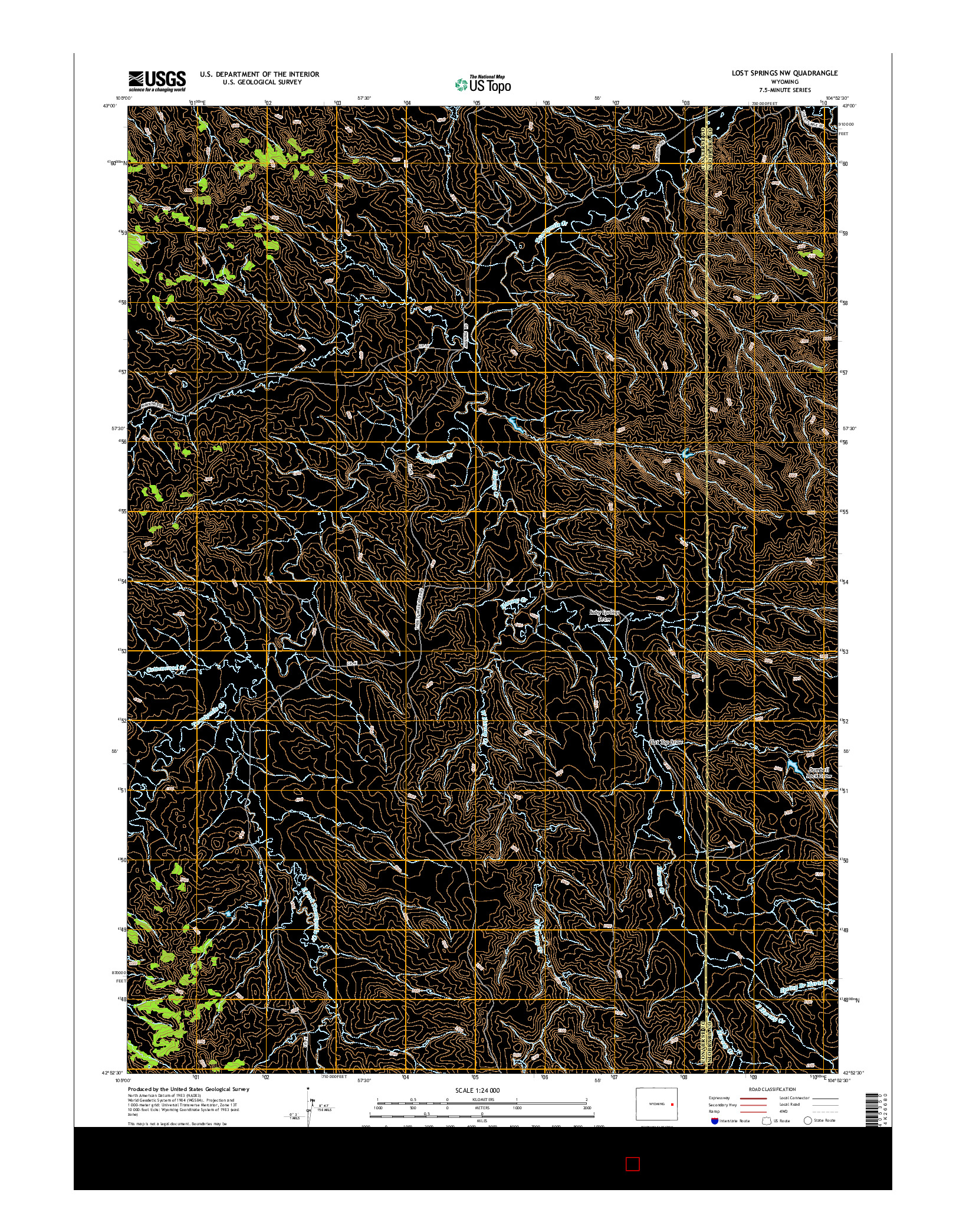 USGS US TOPO 7.5-MINUTE MAP FOR LOST SPRINGS NW, WY 2015