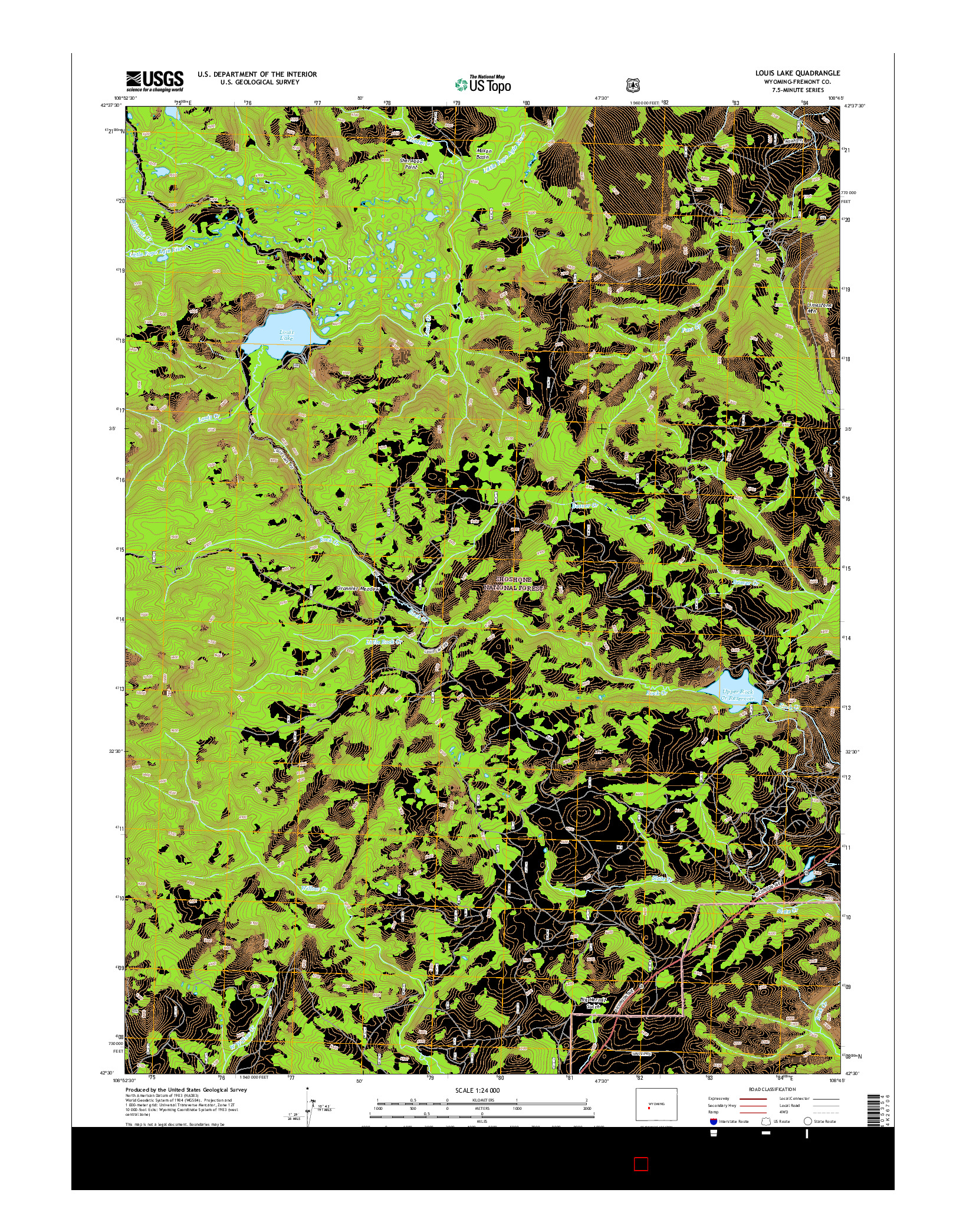 USGS US TOPO 7.5-MINUTE MAP FOR LOUIS LAKE, WY 2015