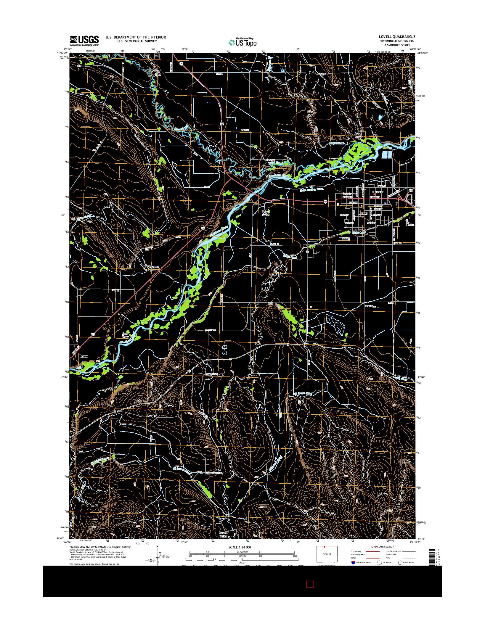 USGS US TOPO 7.5-MINUTE MAP FOR LOVELL, WY 2015