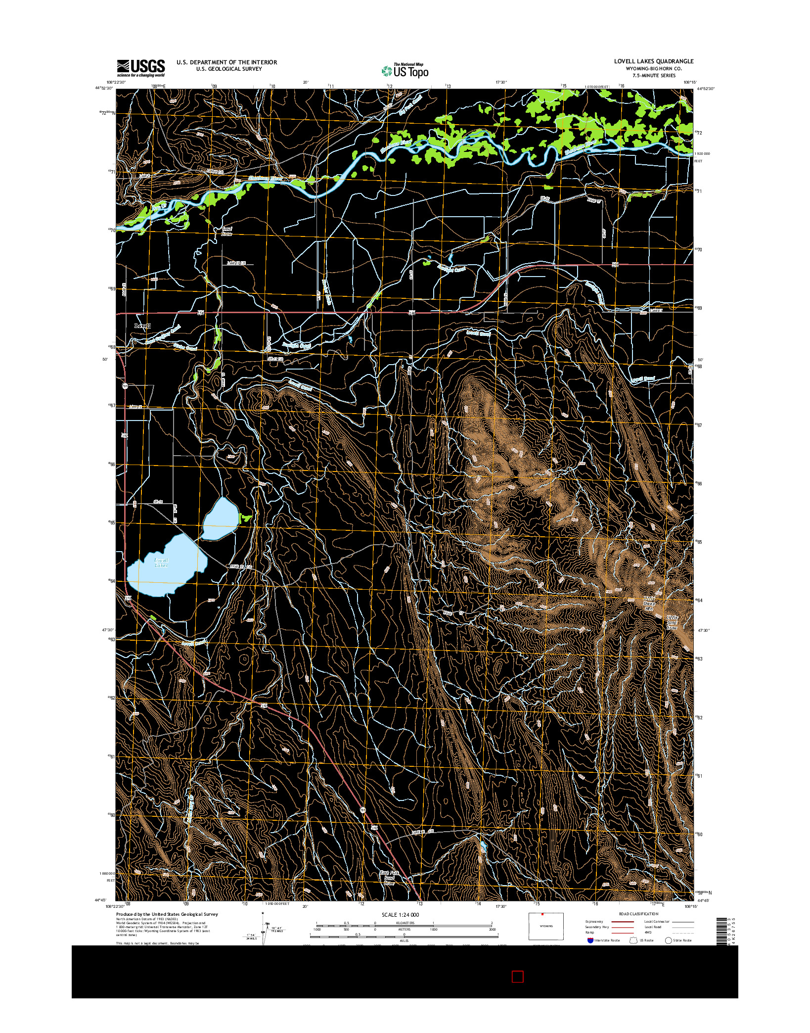 USGS US TOPO 7.5-MINUTE MAP FOR LOVELL LAKES, WY 2015