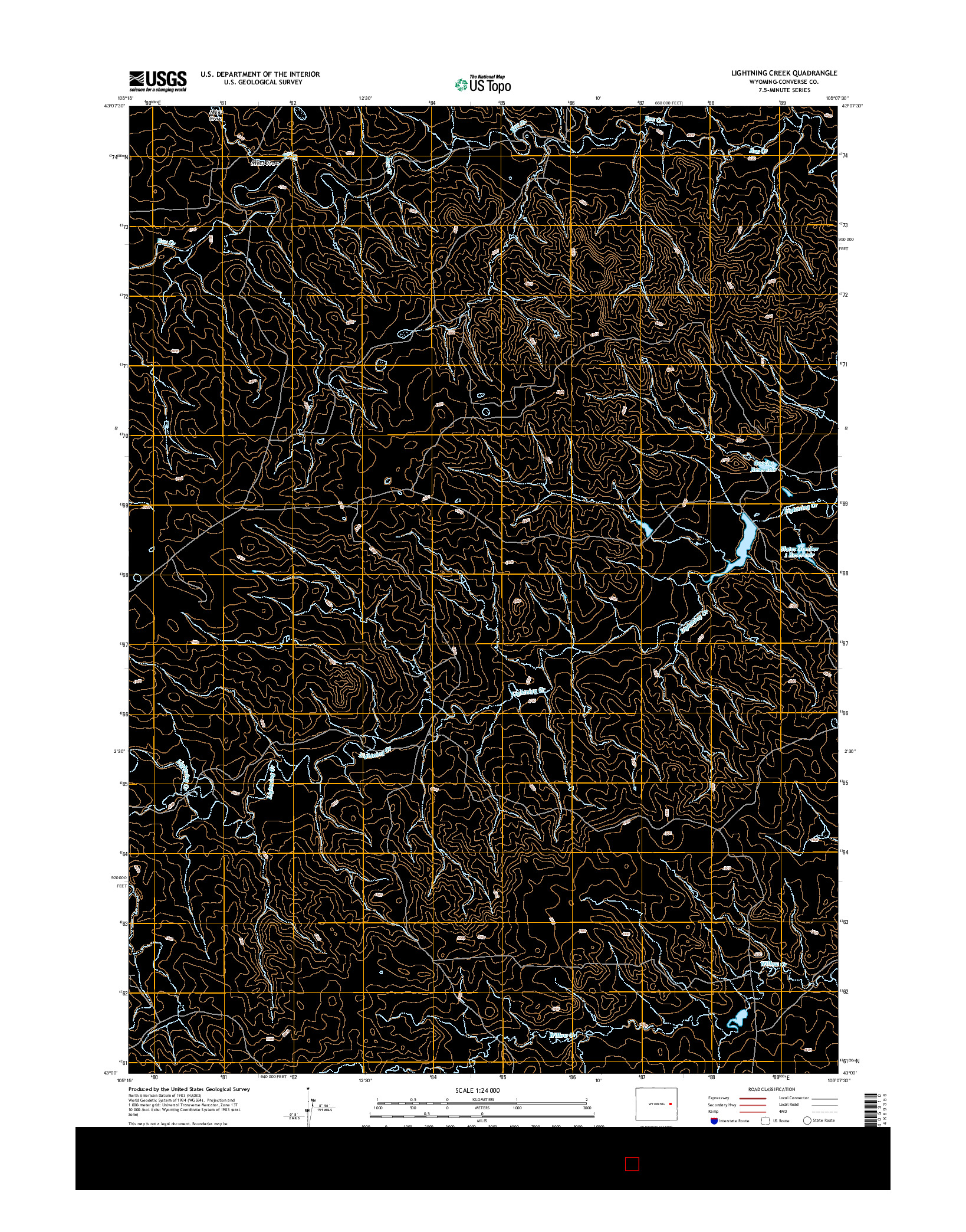 USGS US TOPO 7.5-MINUTE MAP FOR LIGHTNING CREEK, WY 2015