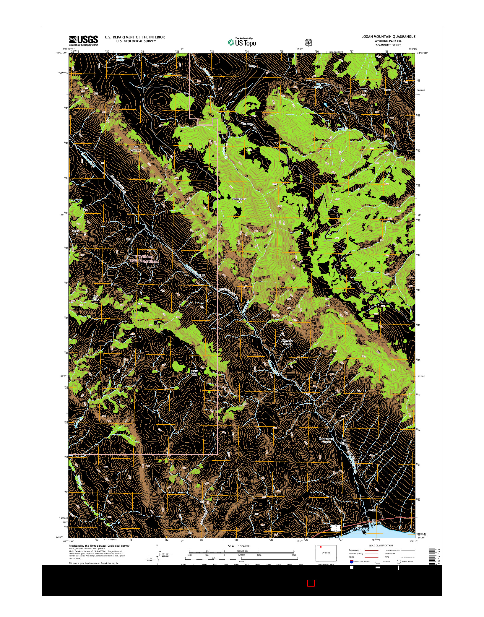 USGS US TOPO 7.5-MINUTE MAP FOR LOGAN MOUNTAIN, WY 2015