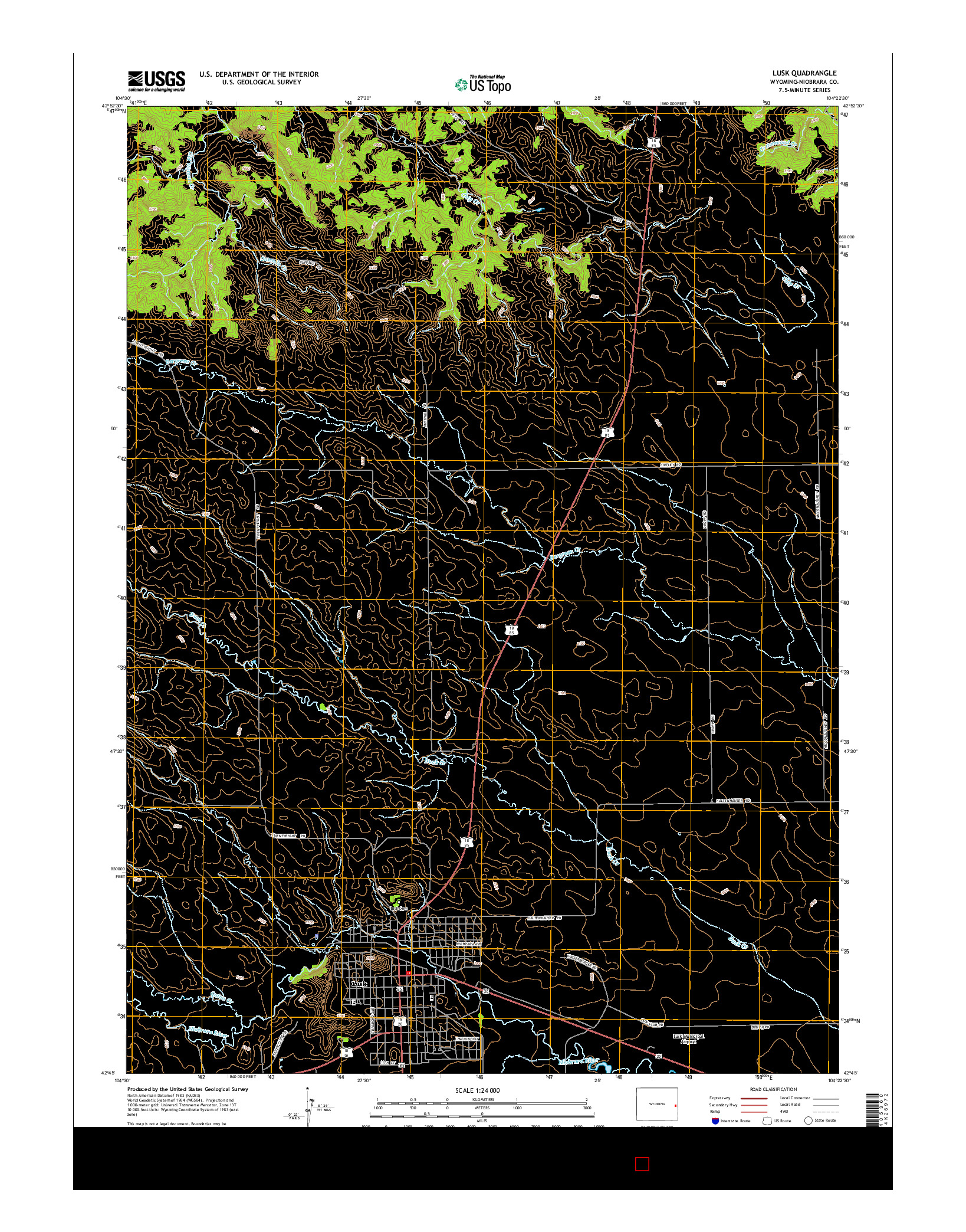 USGS US TOPO 7.5-MINUTE MAP FOR LUSK, WY 2015