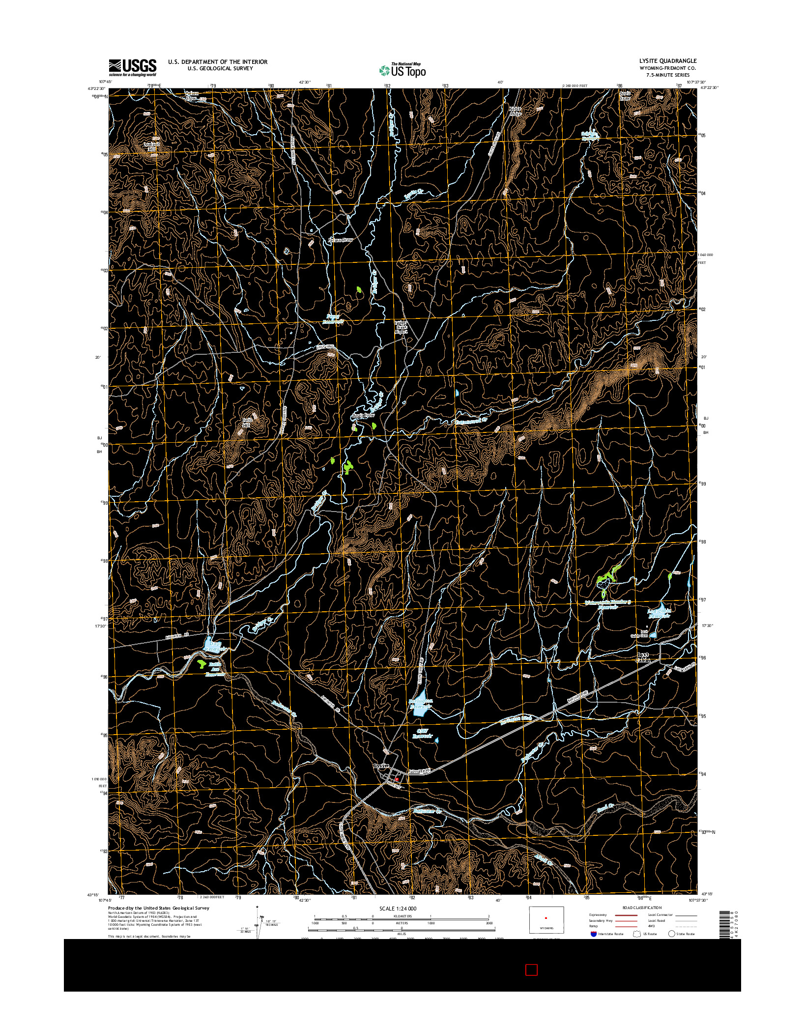 USGS US TOPO 7.5-MINUTE MAP FOR LYSITE, WY 2015