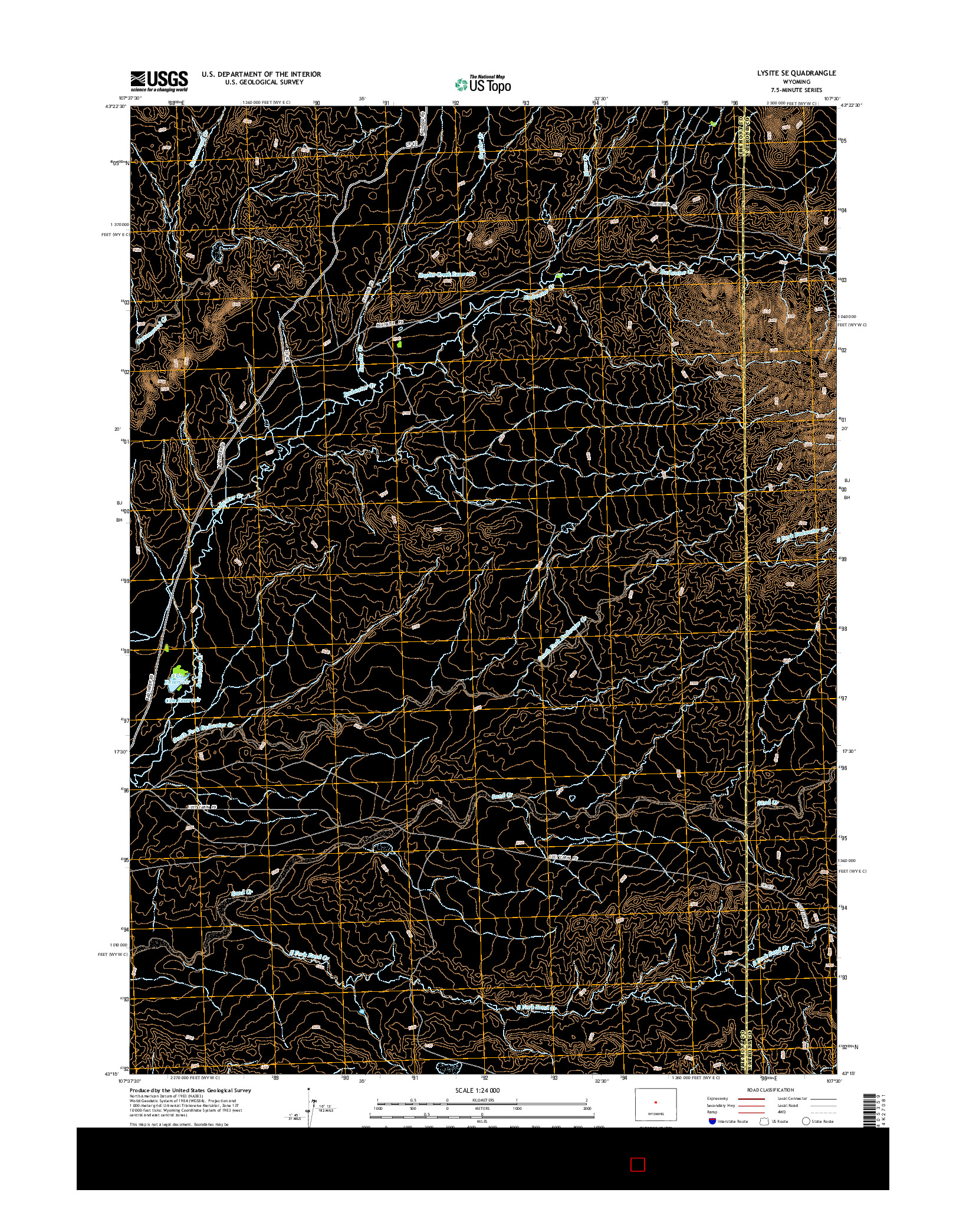 USGS US TOPO 7.5-MINUTE MAP FOR LYSITE SE, WY 2015