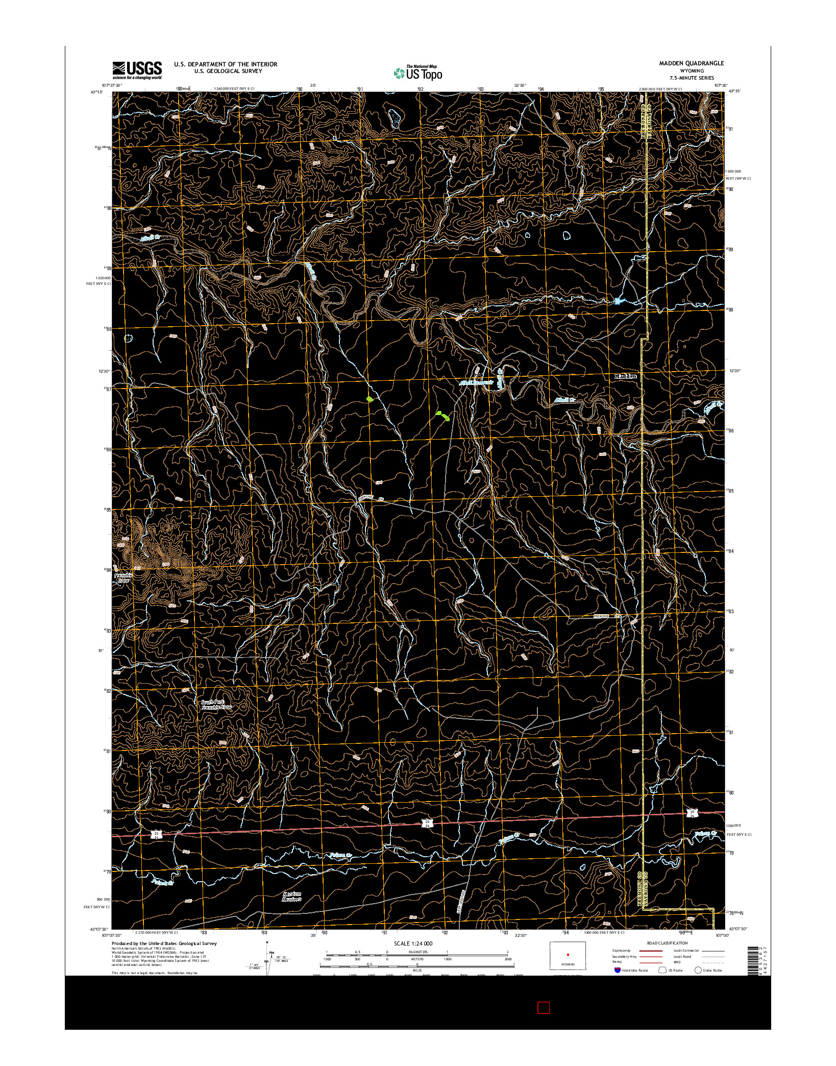 USGS US TOPO 7.5-MINUTE MAP FOR MADDEN, WY 2015