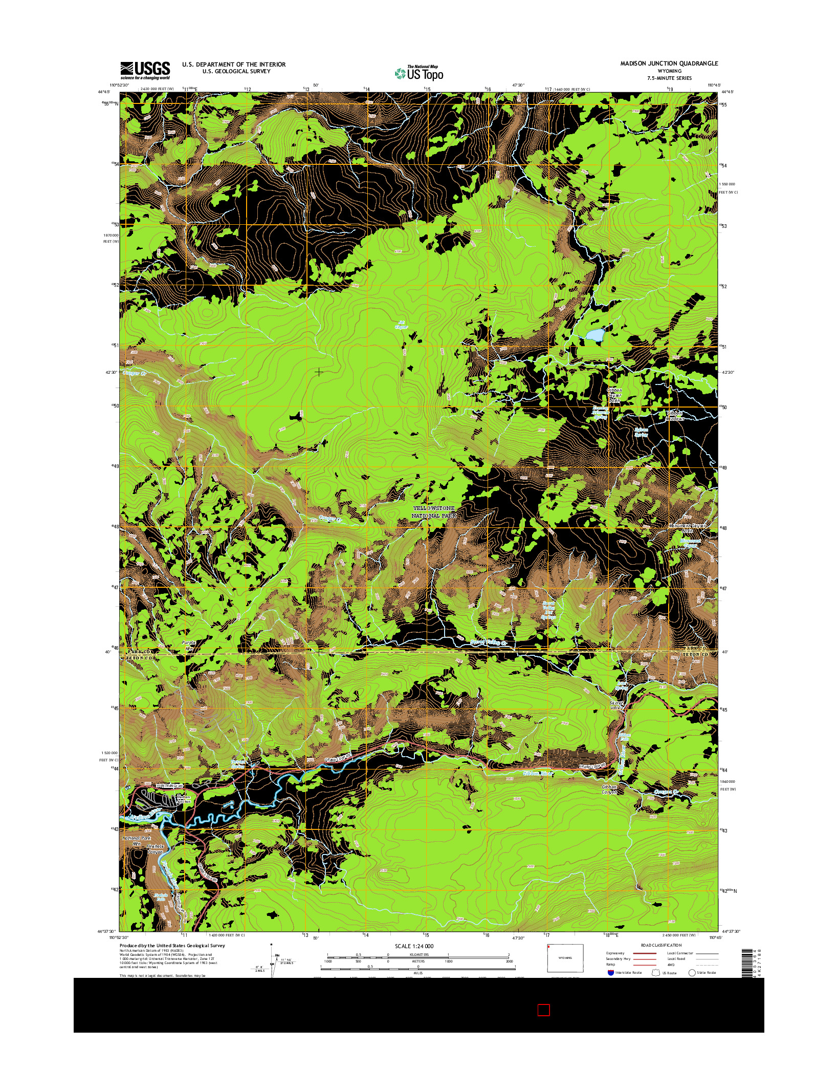USGS US TOPO 7.5-MINUTE MAP FOR MADISON JUNCTION, WY 2015